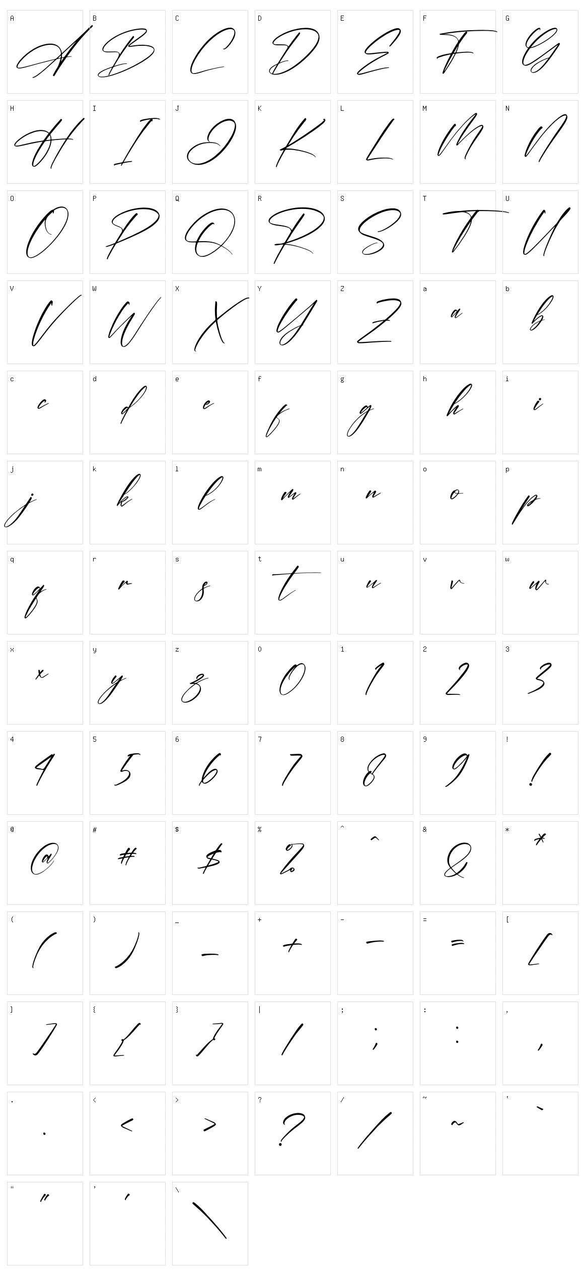 Amsterdam Signature Character Set