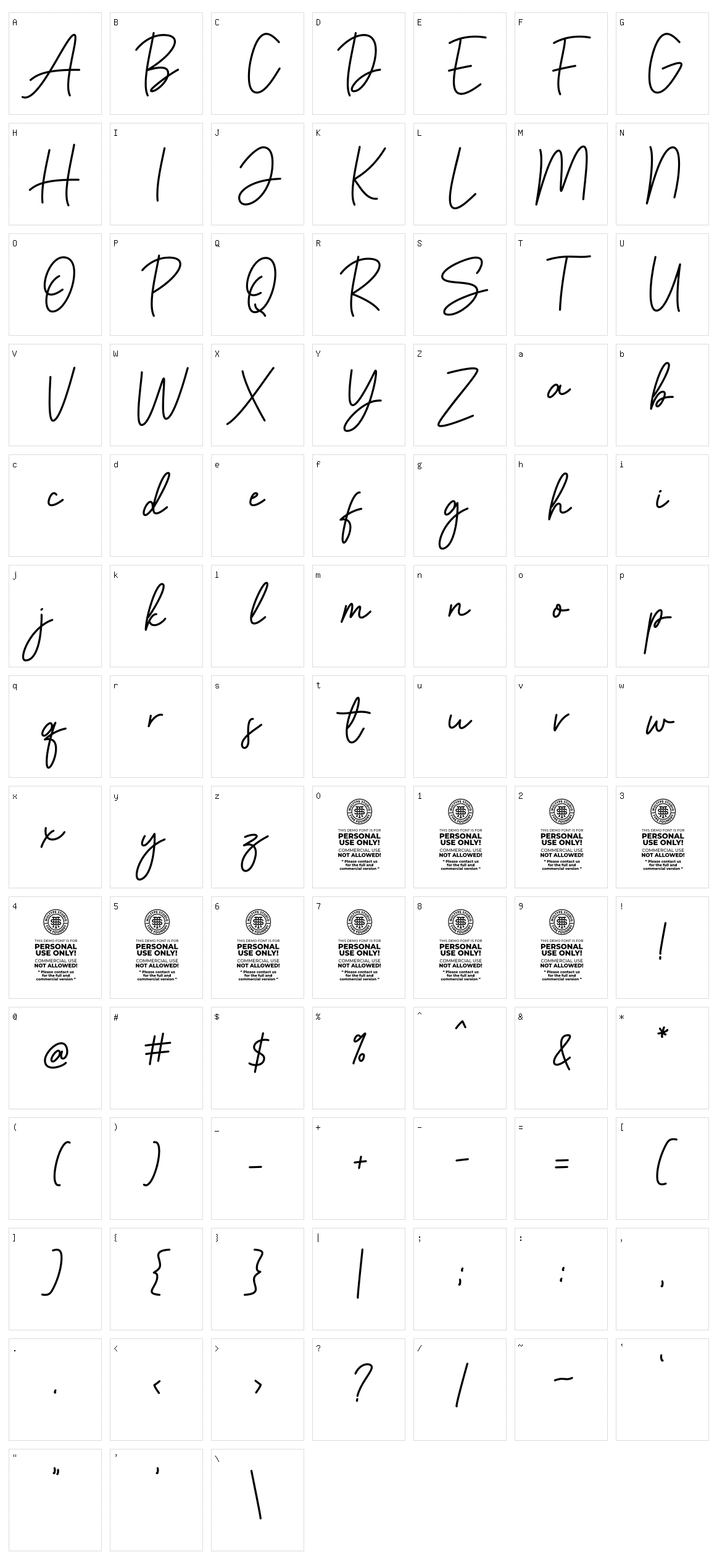 Amstone Character Set