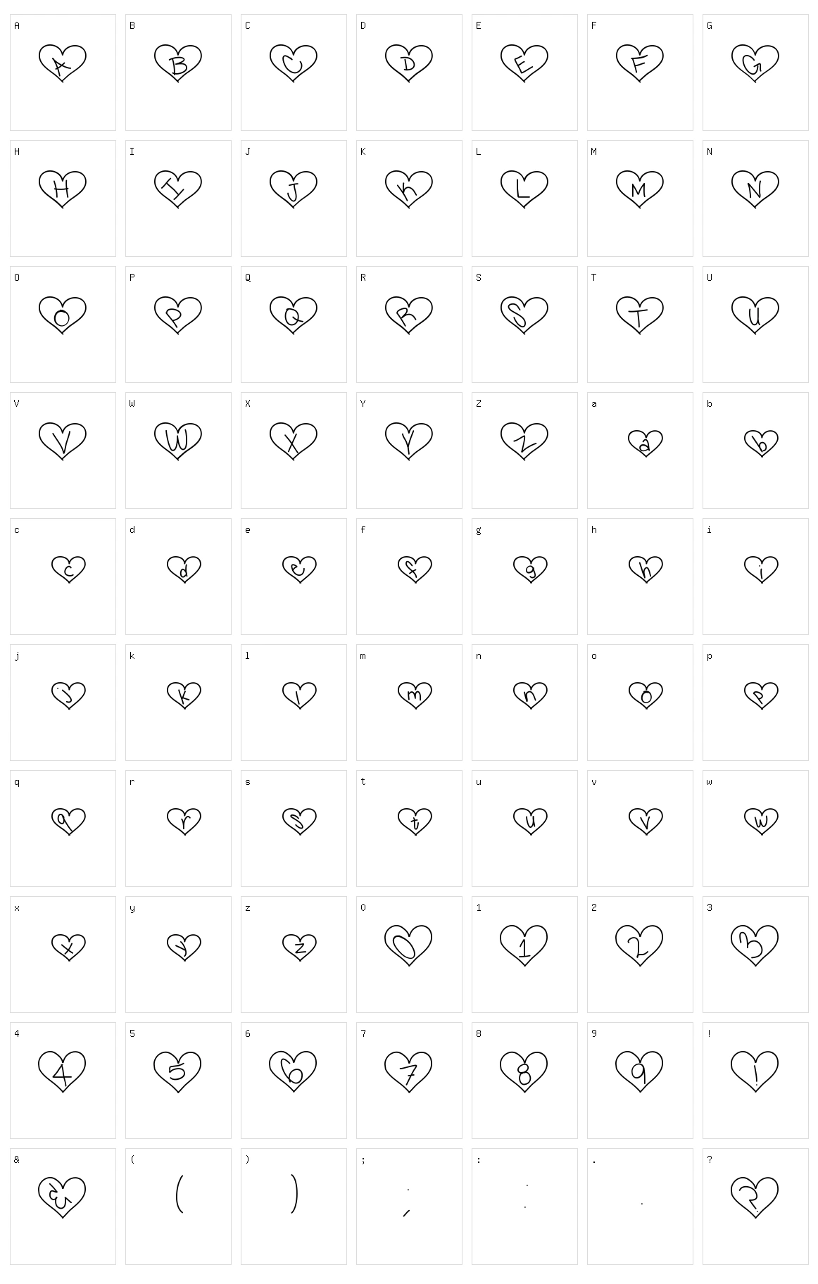 I Lovers You Character Set