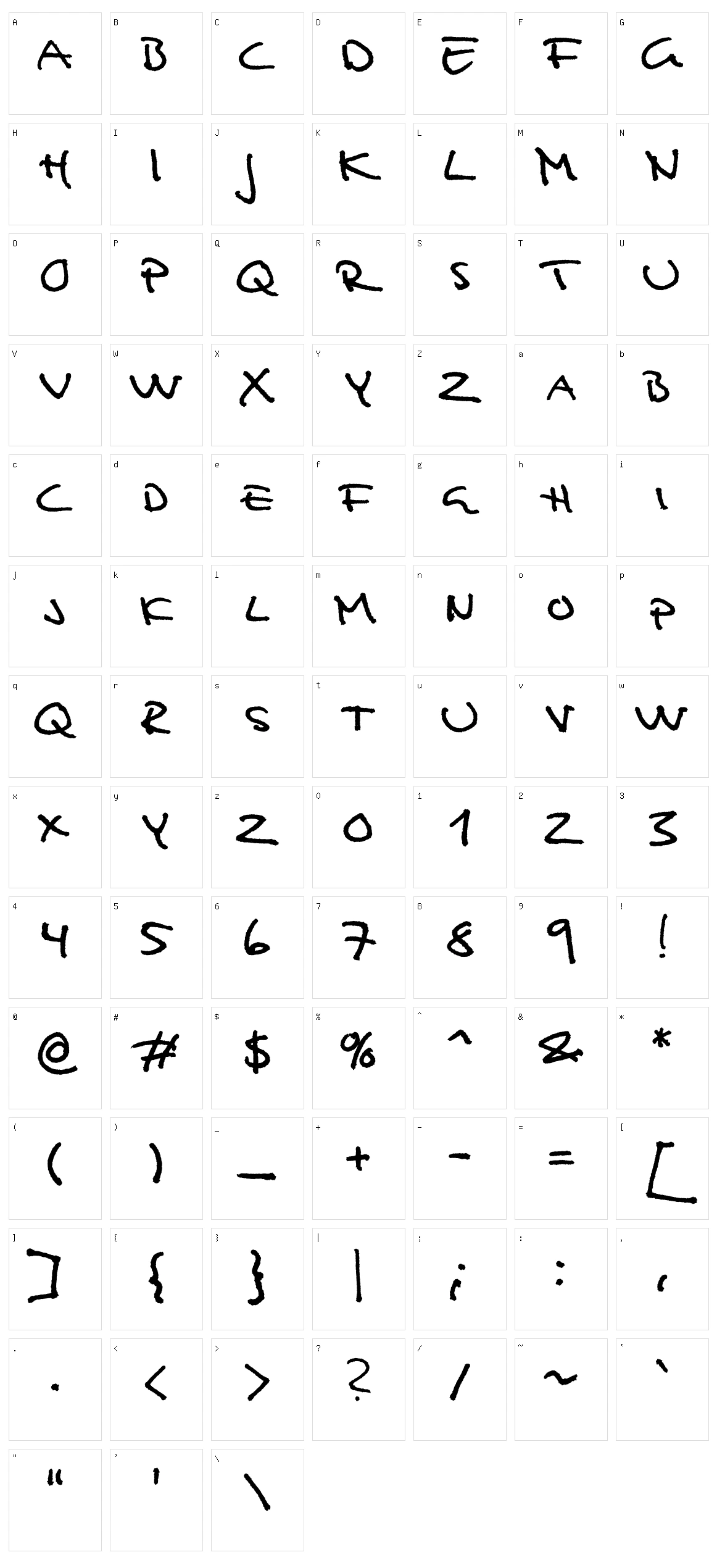 Analfabet Character Set