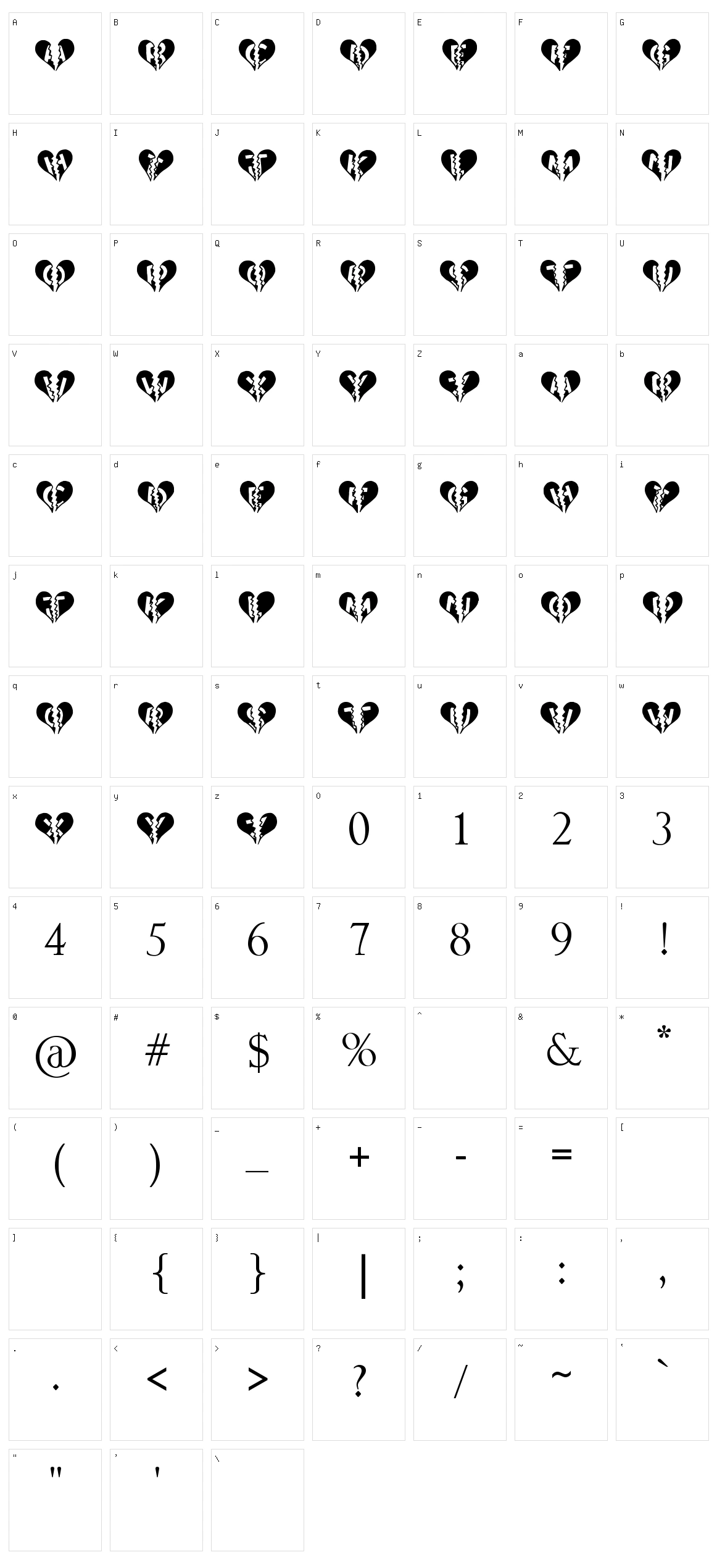Heart Broken Character Set