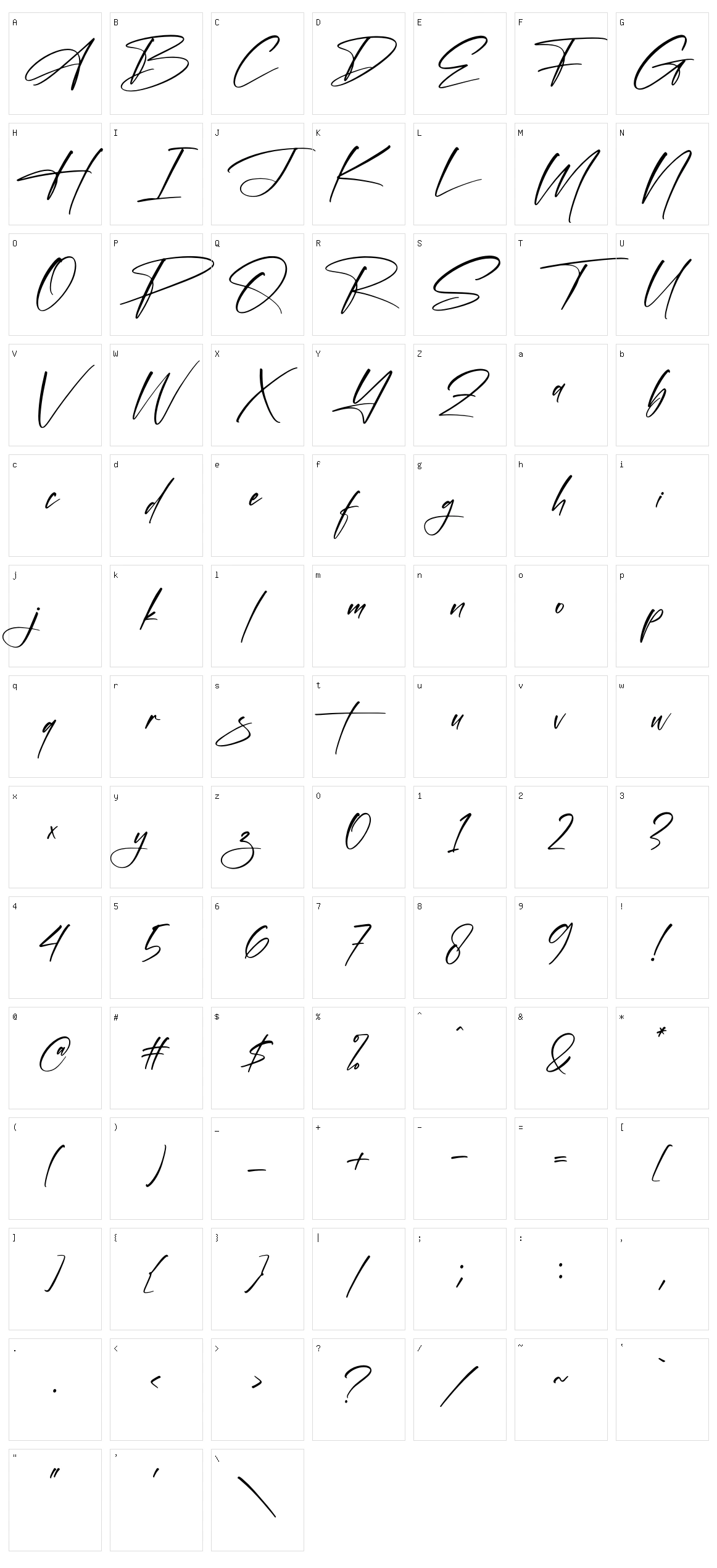 Andalosia Character Set