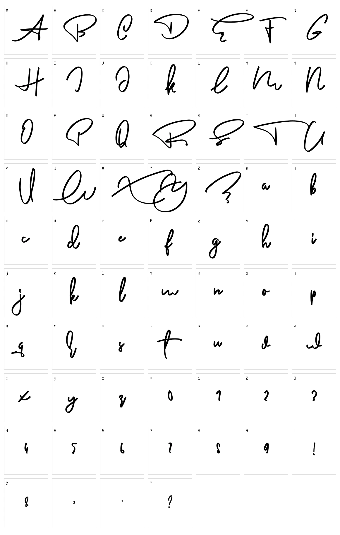 Anderfont Character Set