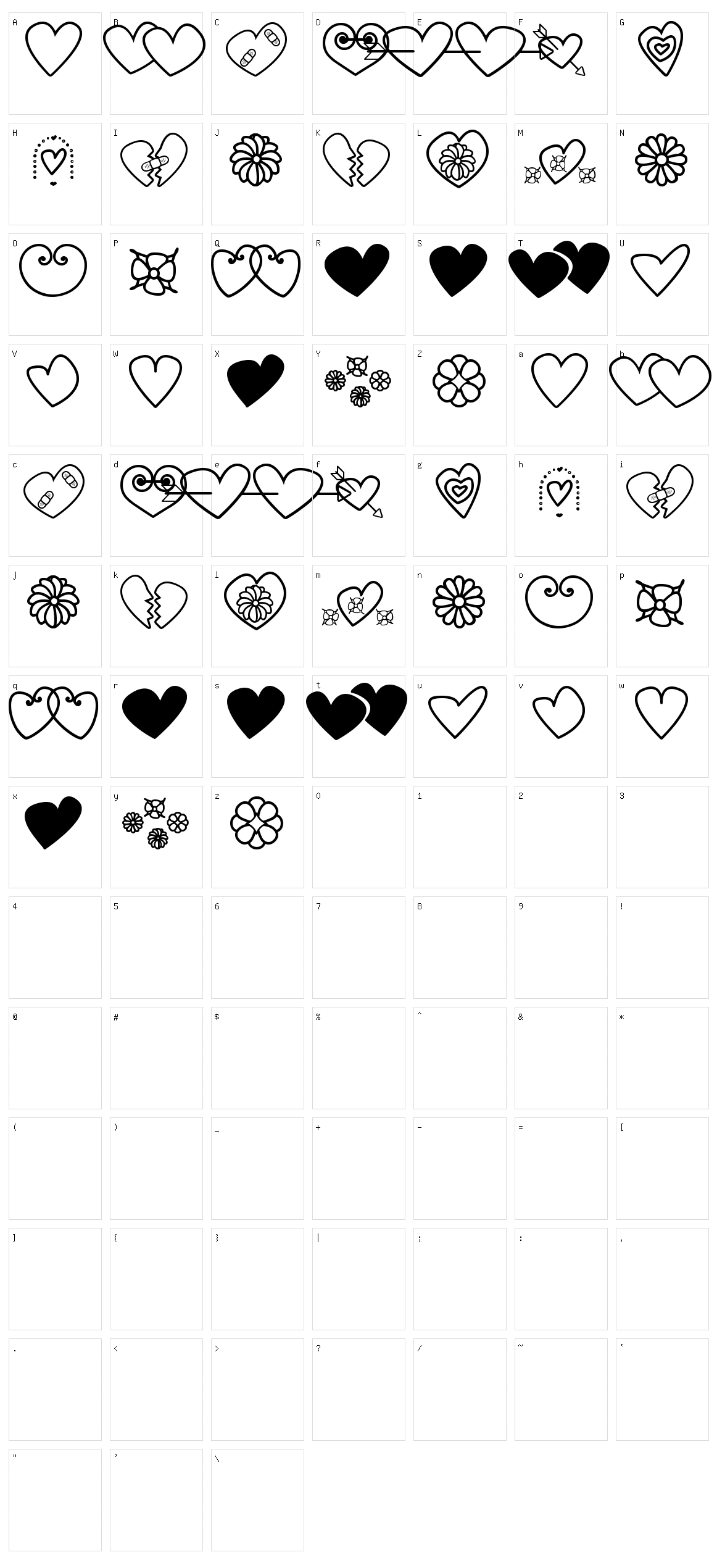 Hearts and flowers for valentines Character Set