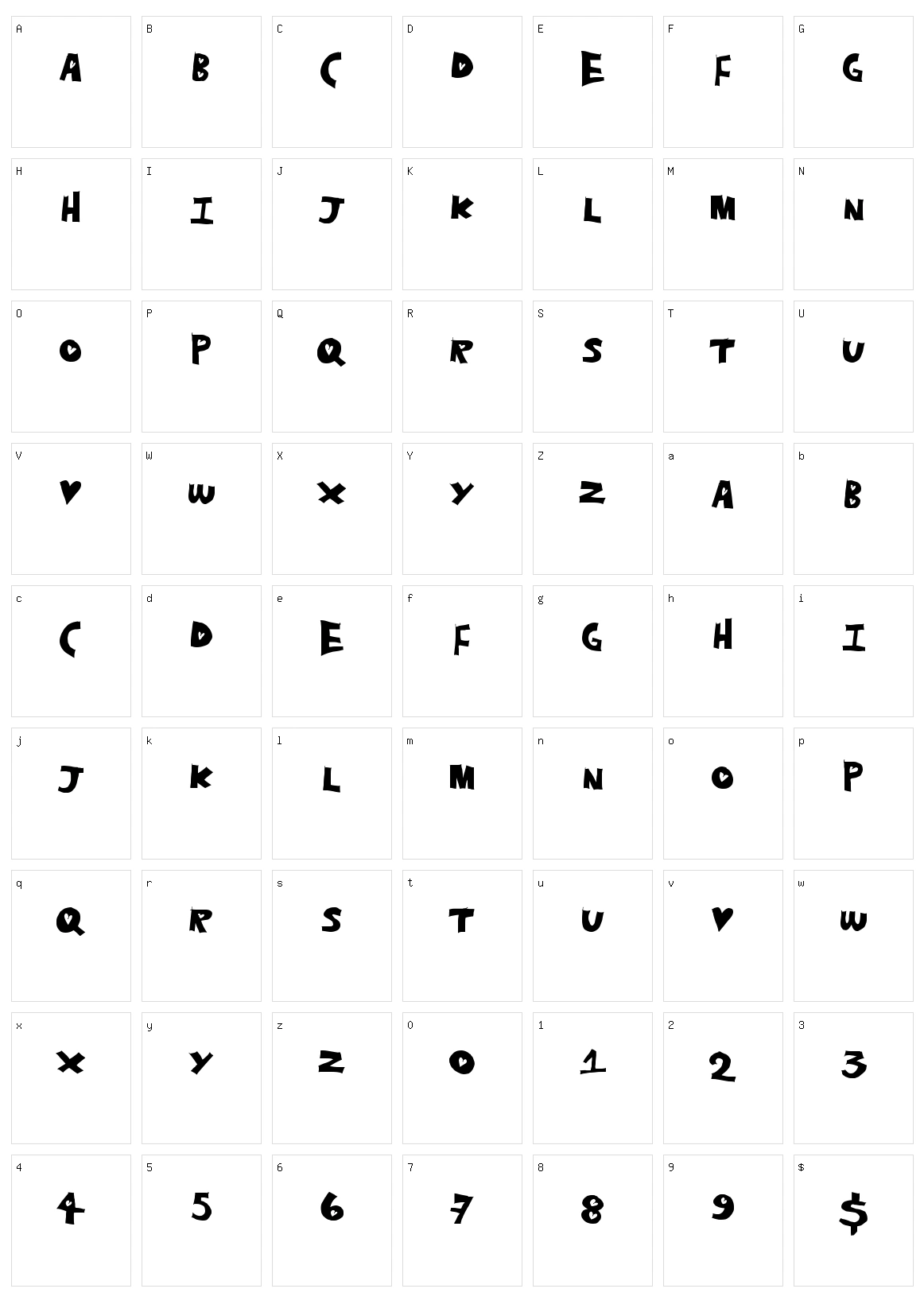 Heart Hole Character Set