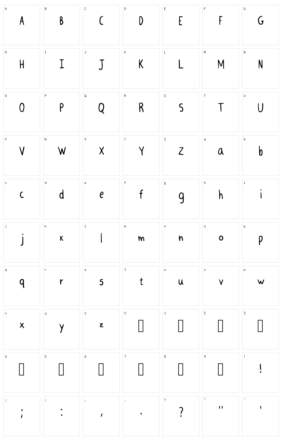 Andreia Handwrite Character Set