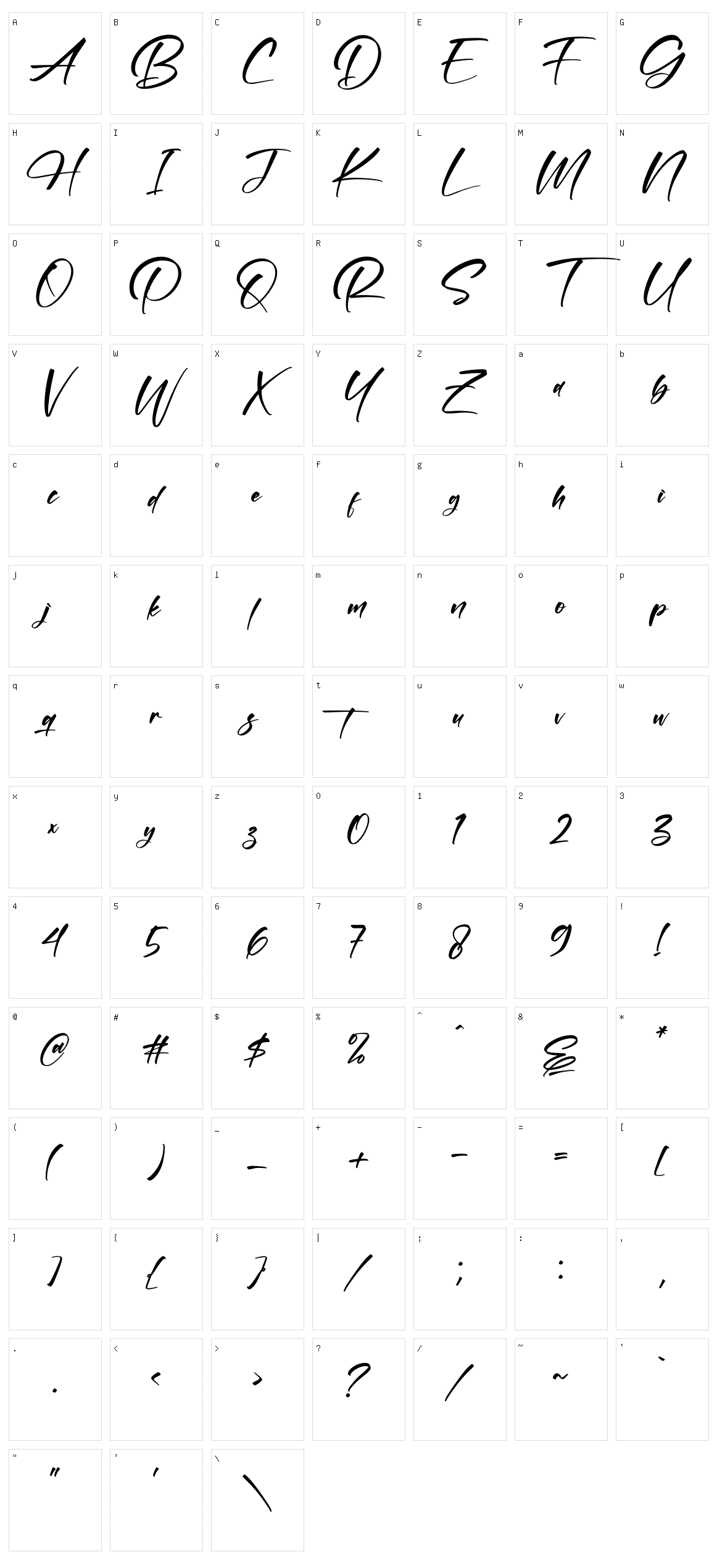 Andresta Montera Character Set