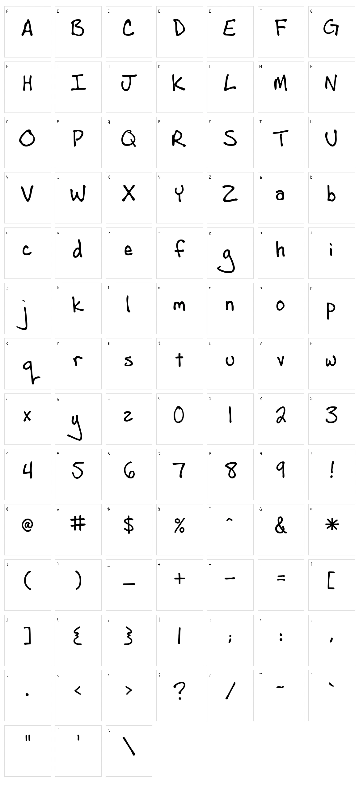 Andrew Script Character Set