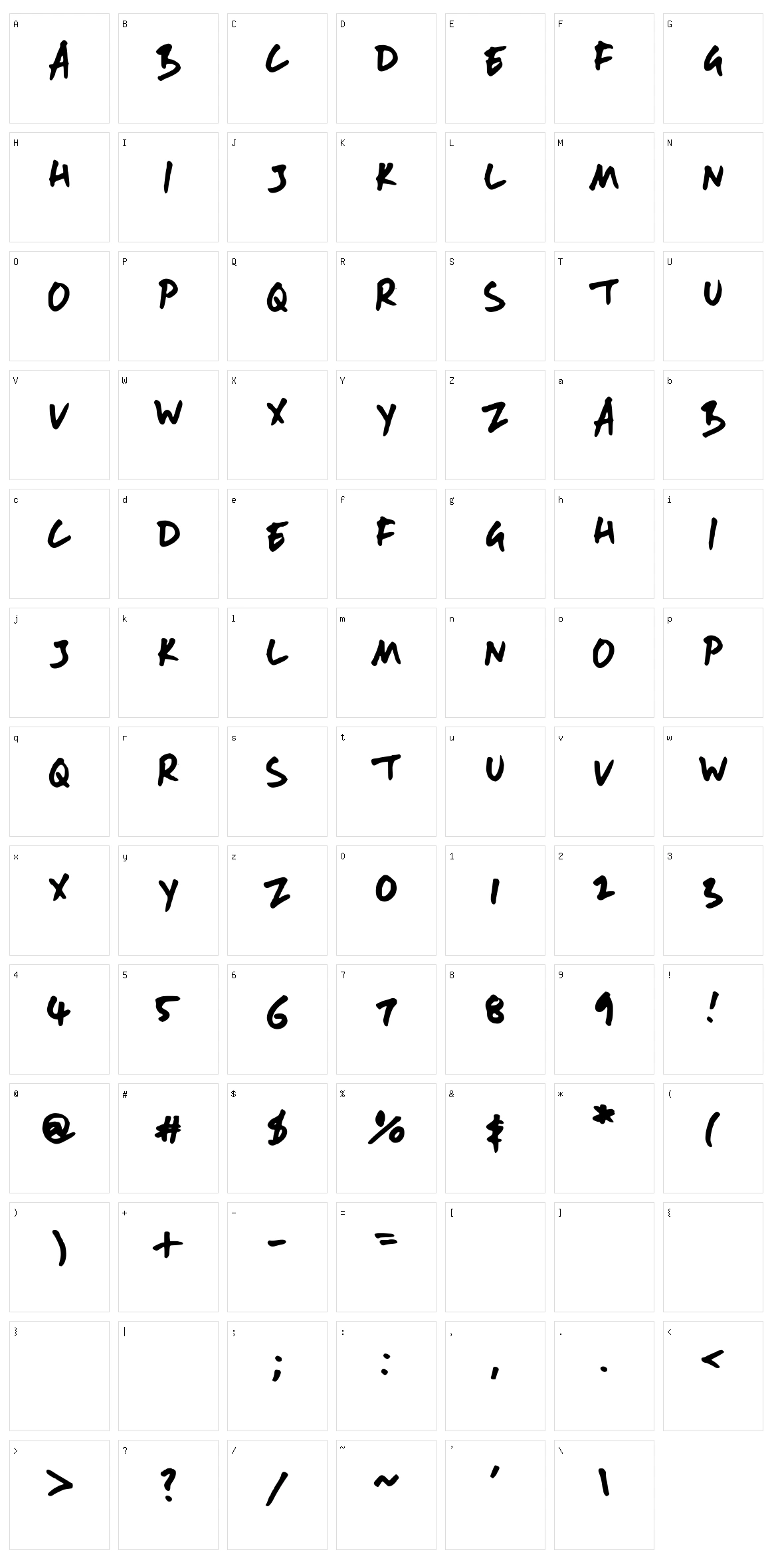 AndyFont Character Set