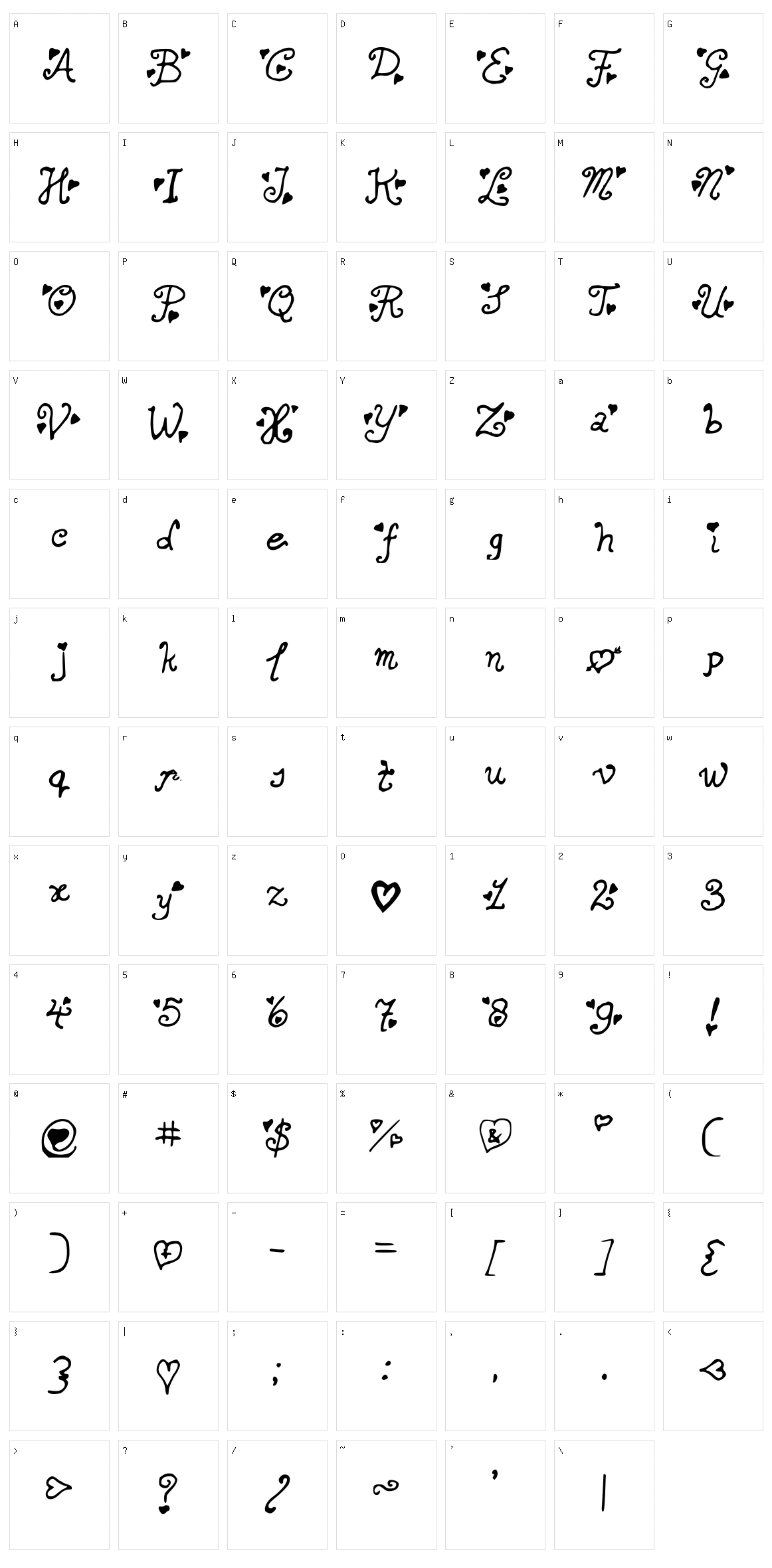 Secret Love Letters Character Set