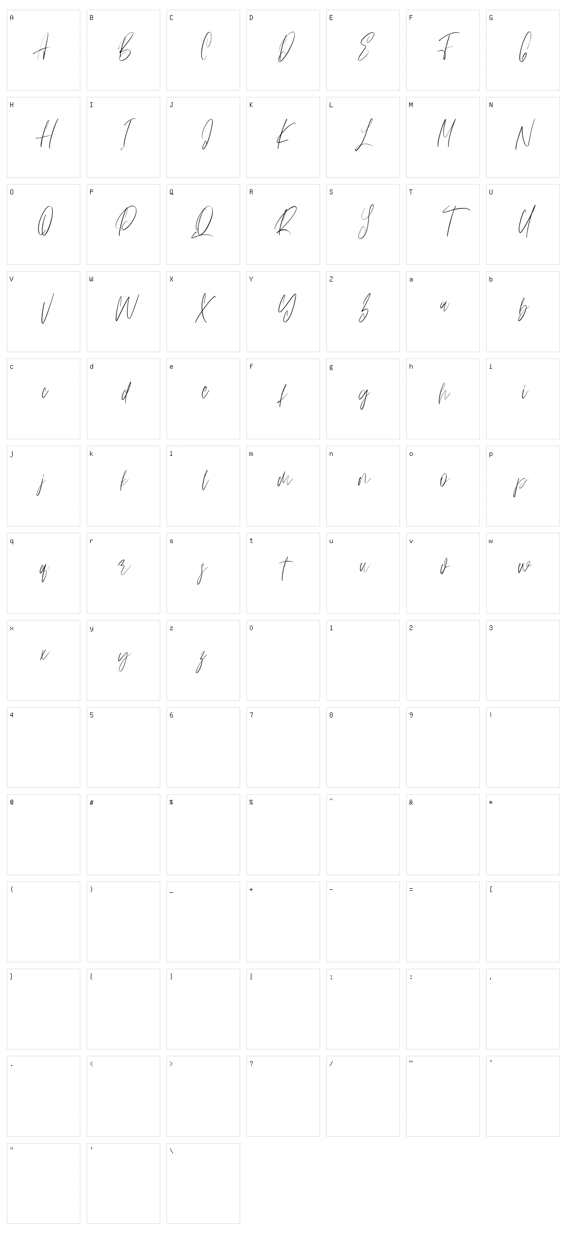 Anestacilla Character Set