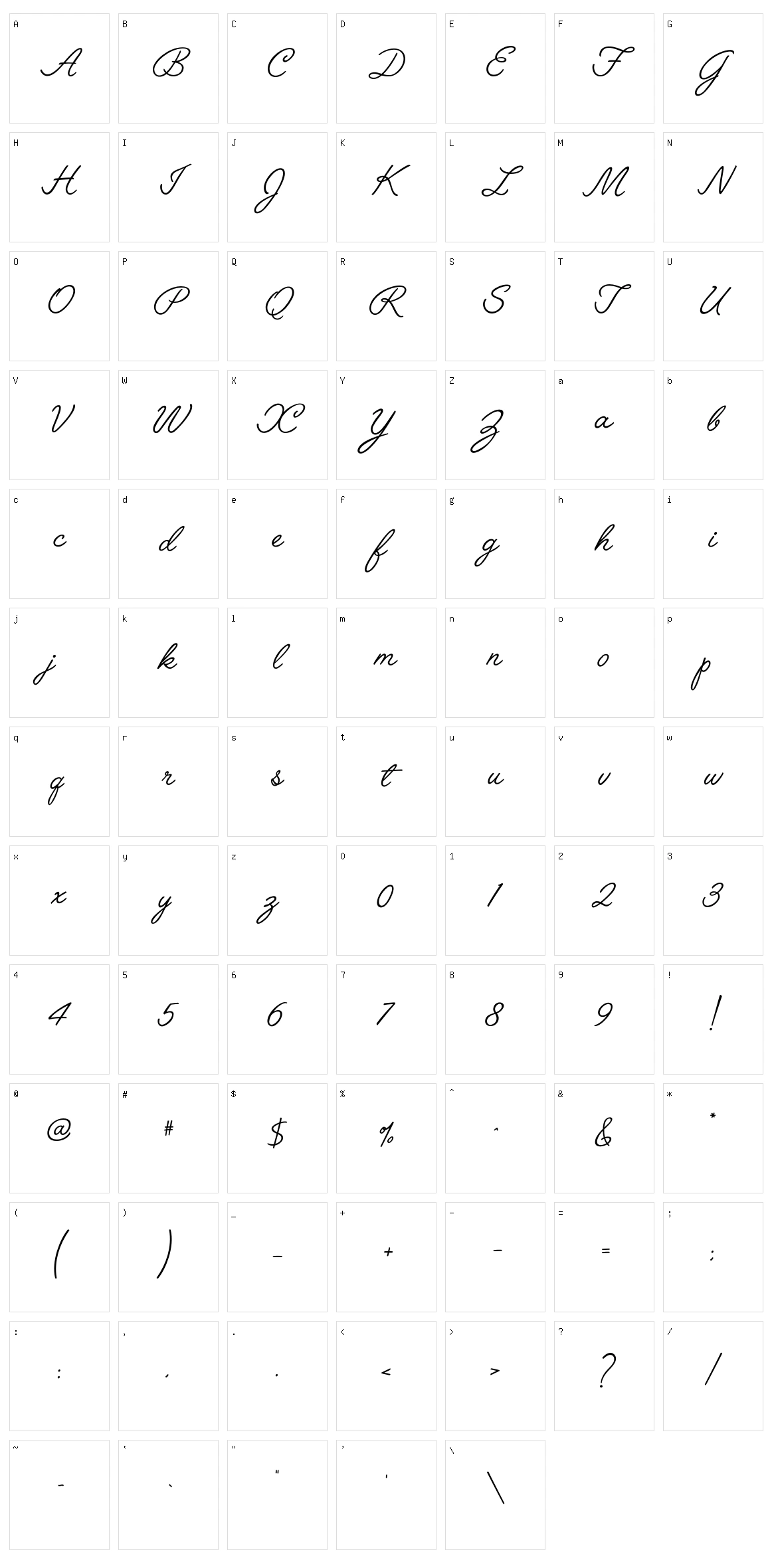 Angelface Character Set