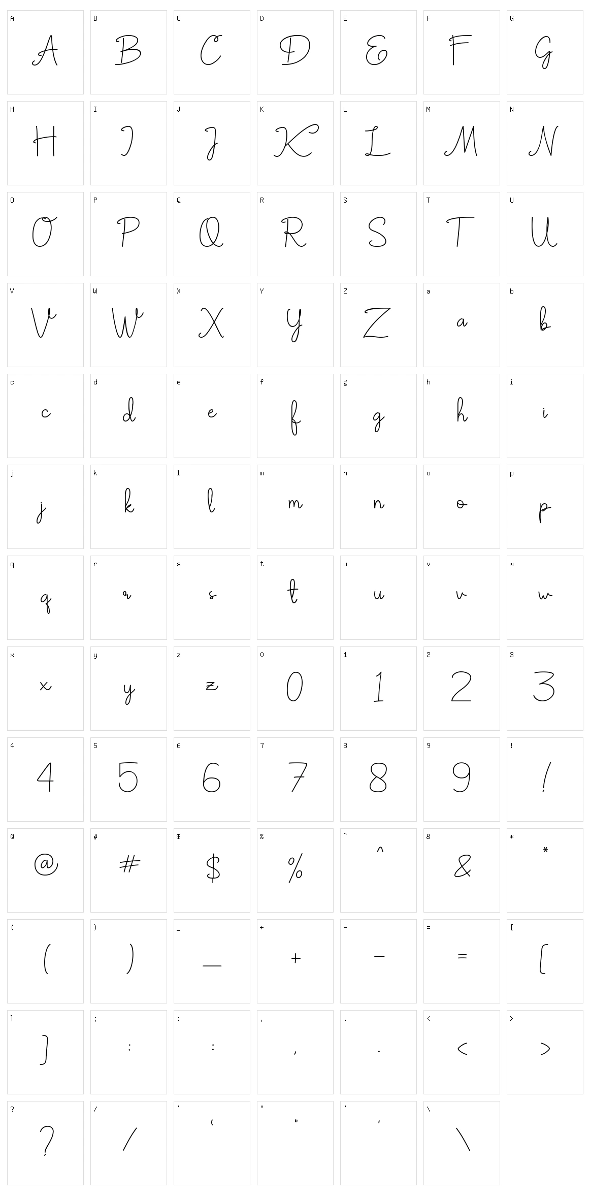 Angelia Character Set