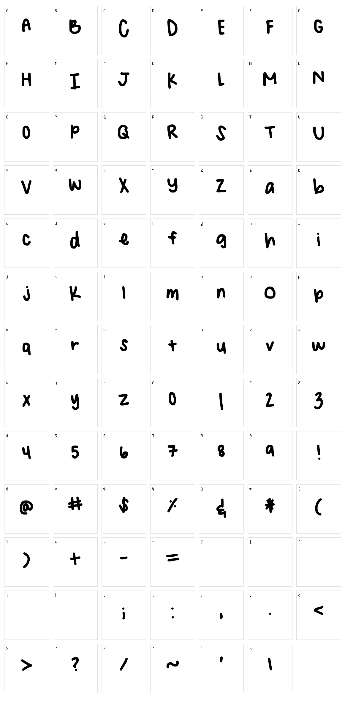 Angelina Handwriting Character Set