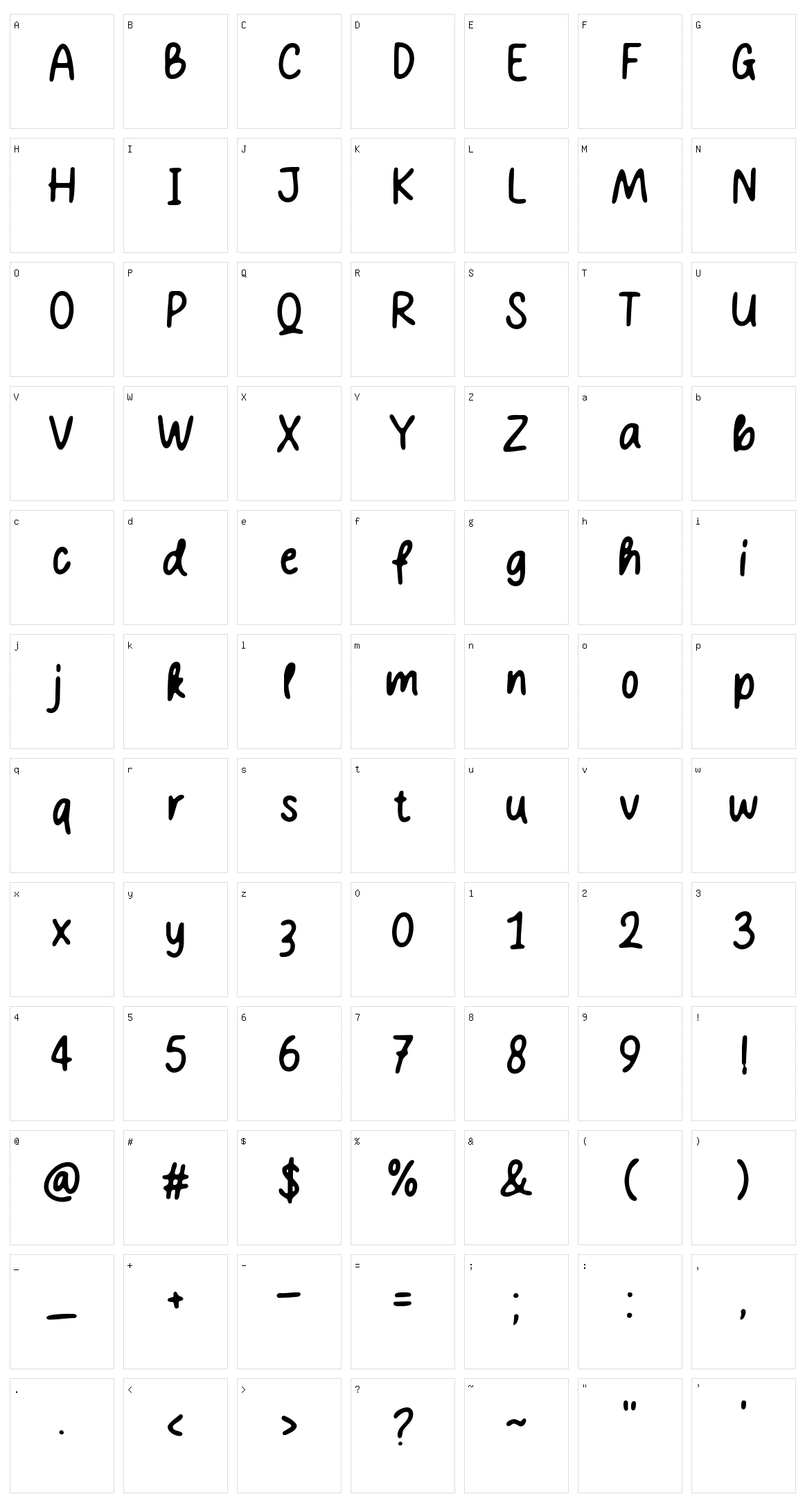 Angeline Character Set