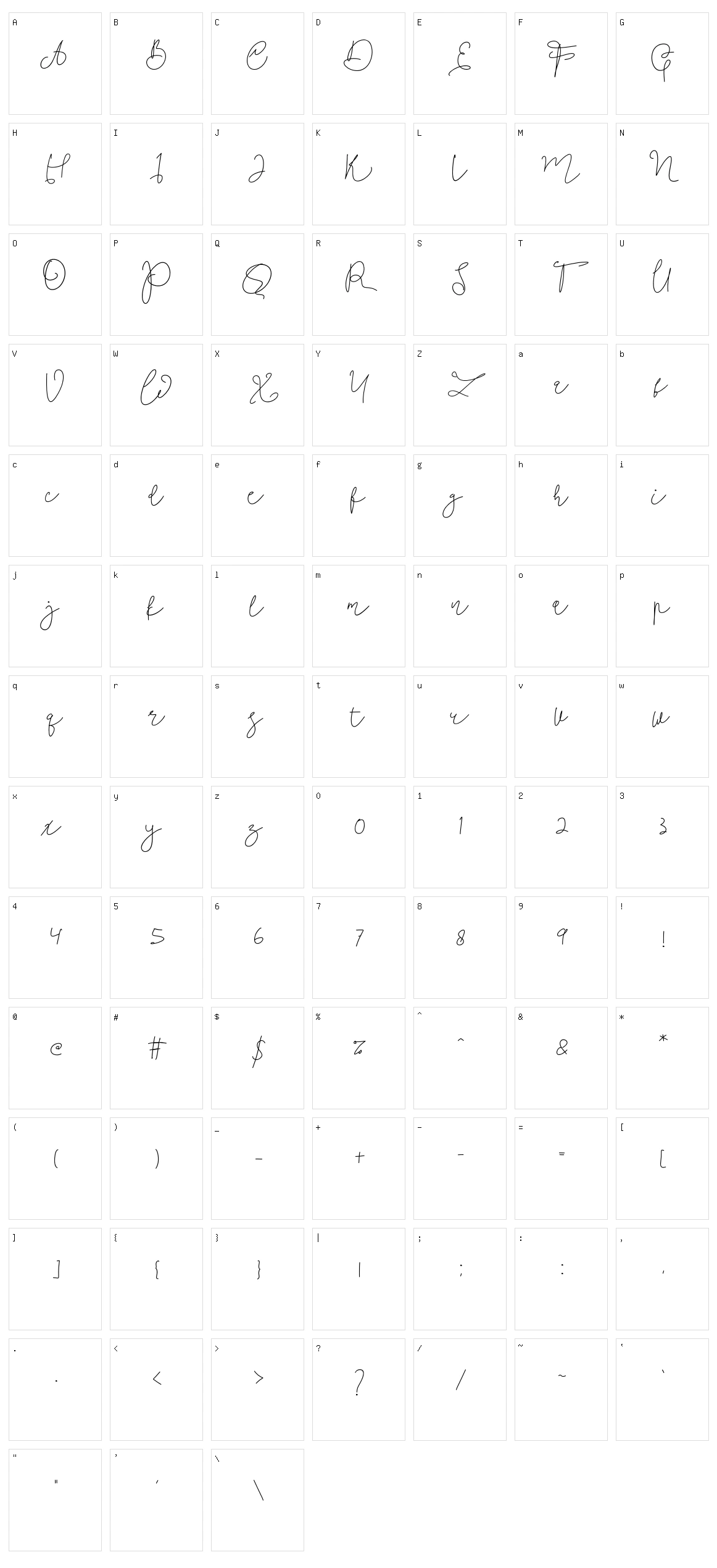 Angellida Character Set