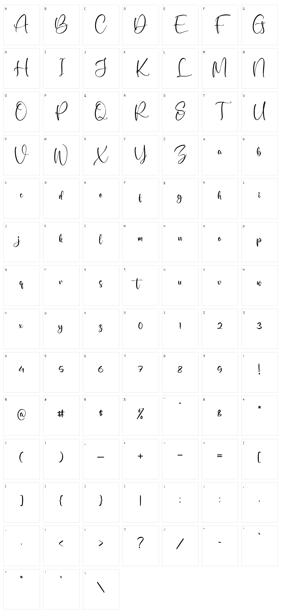 Angellista Character Set