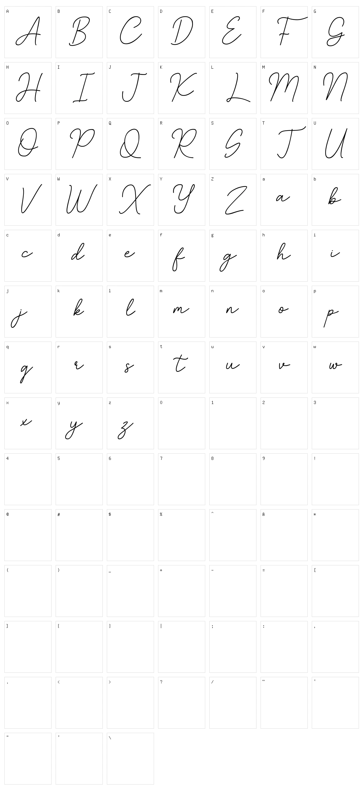 Angellita Character Set