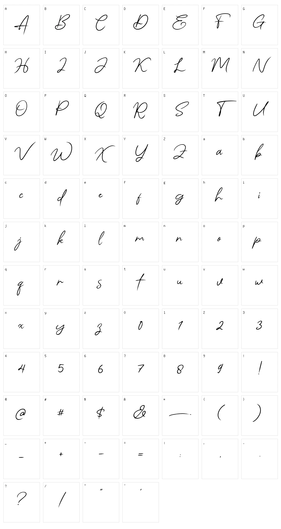 Angello Character Set