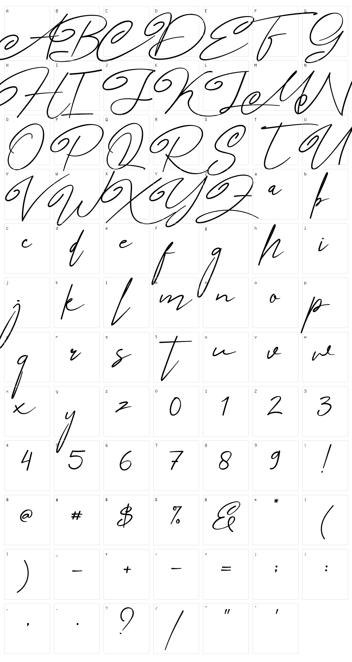 Angers Script Character Set