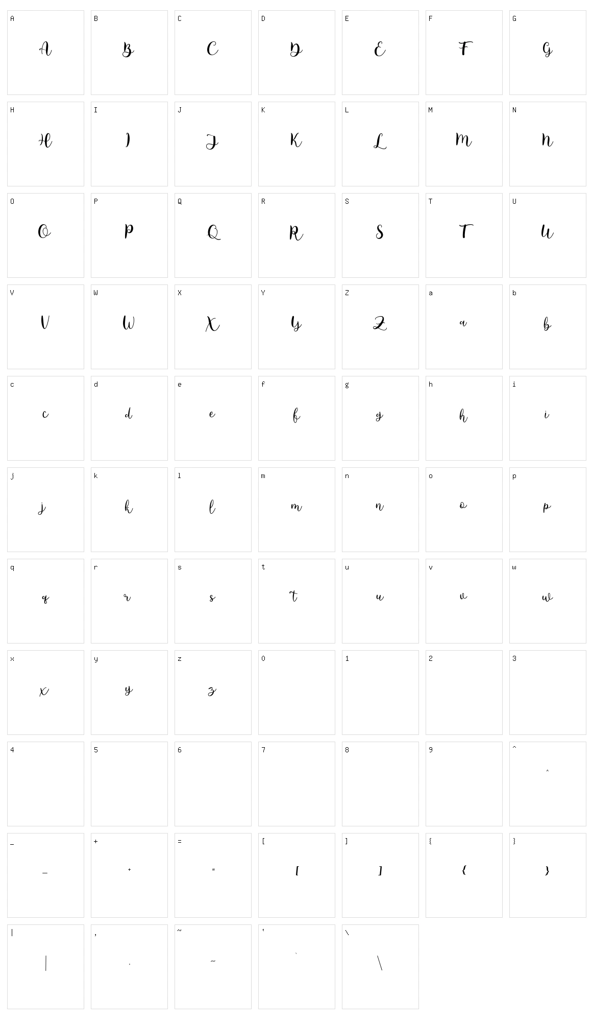 Anguela Script Character Set