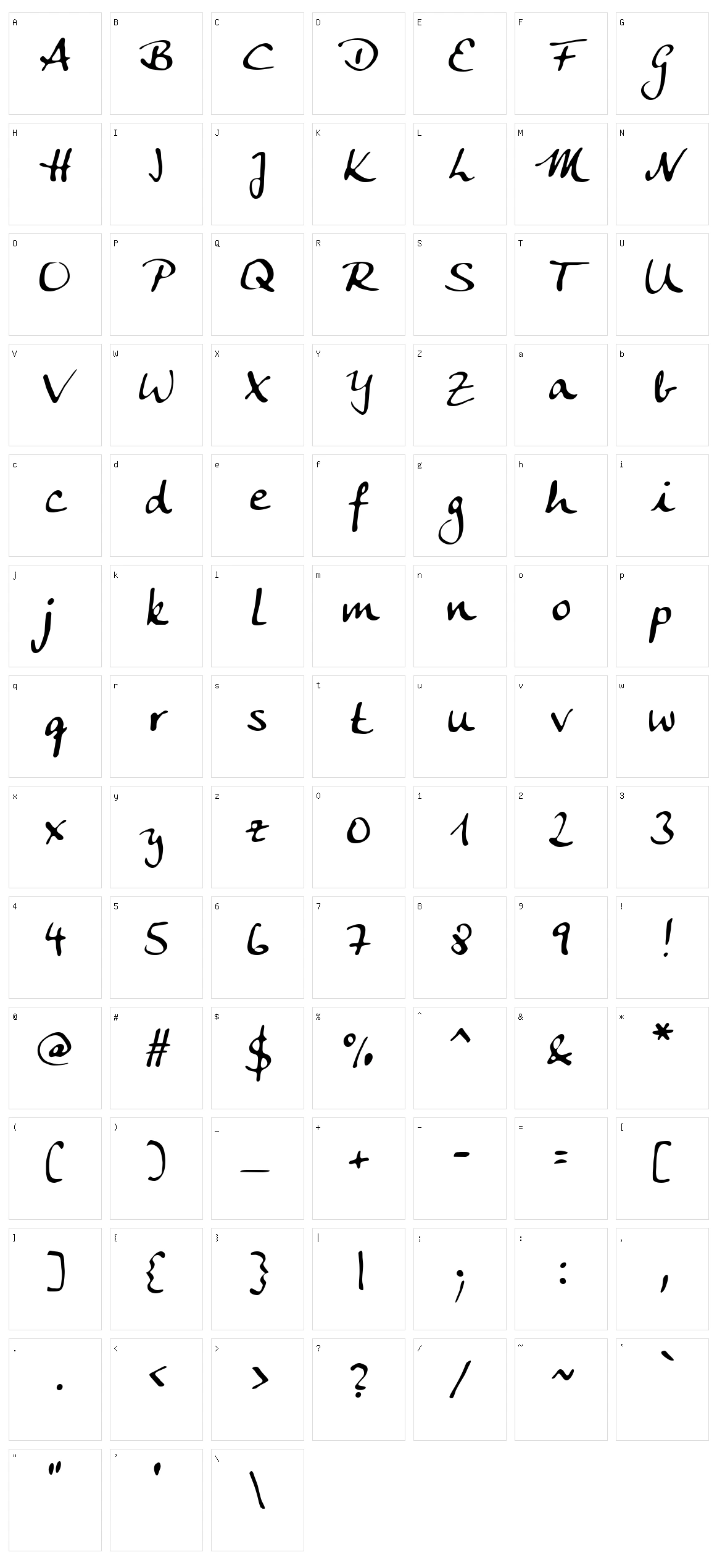 Anke Calligraphic FG Character Set