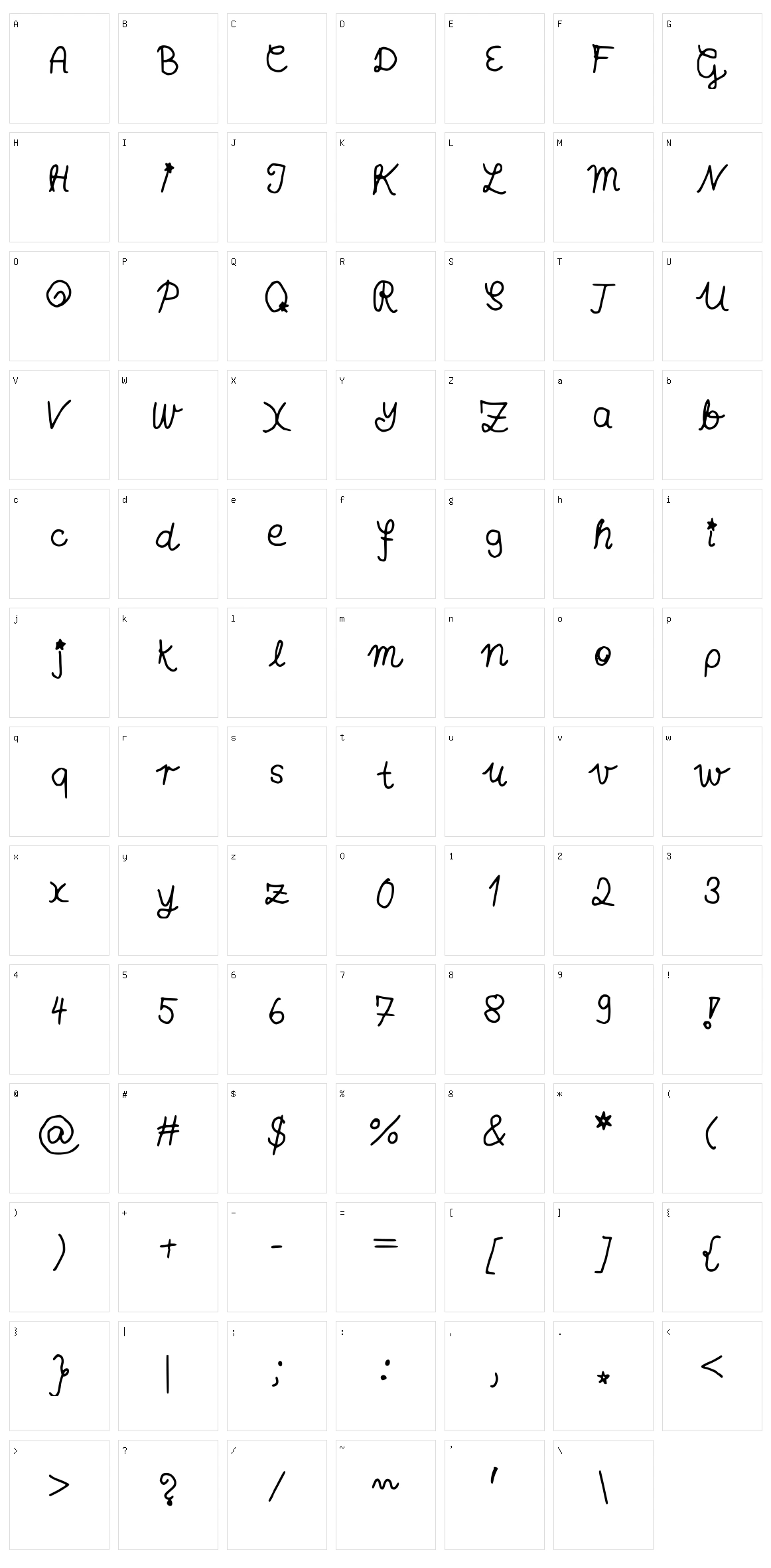 Annas Handschrift Character Set