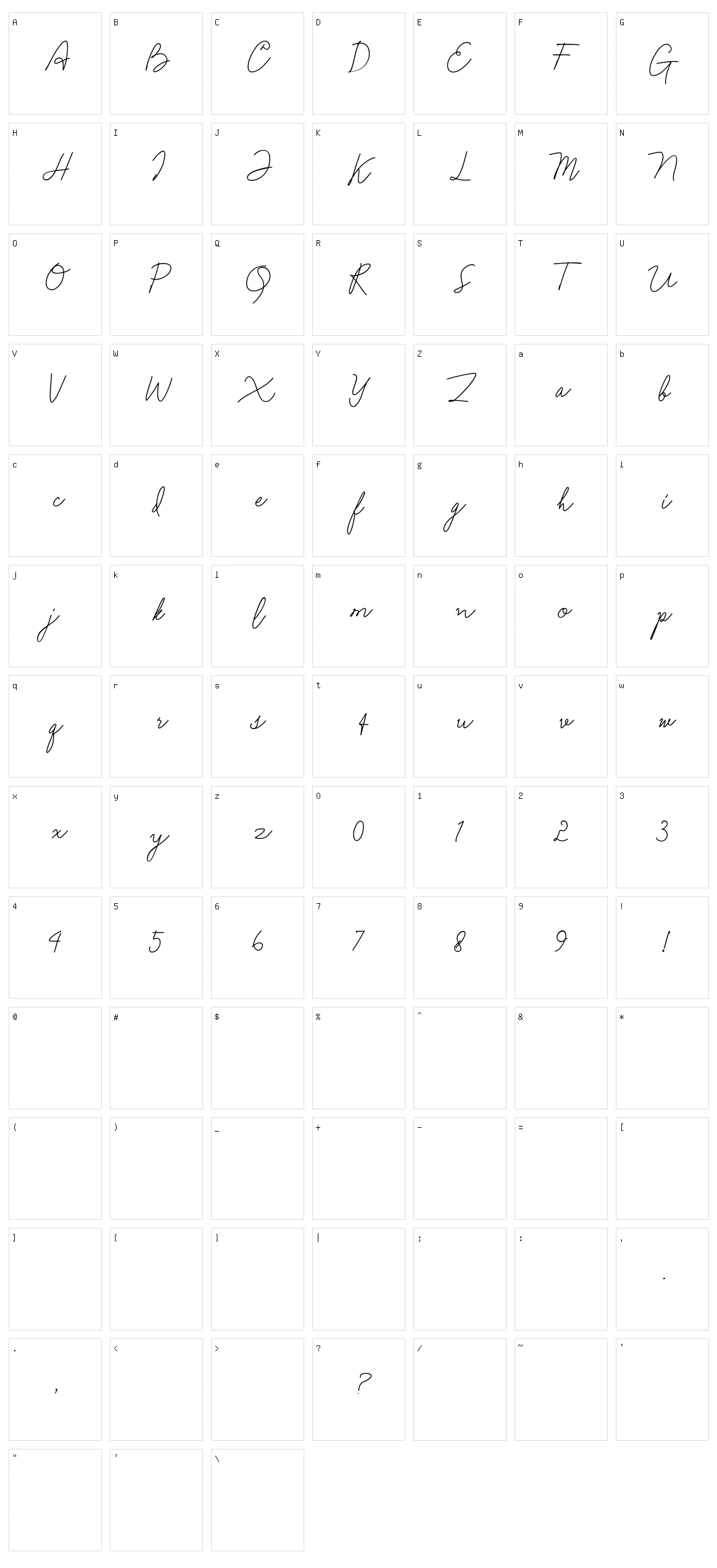 Anndanlusia Character Set