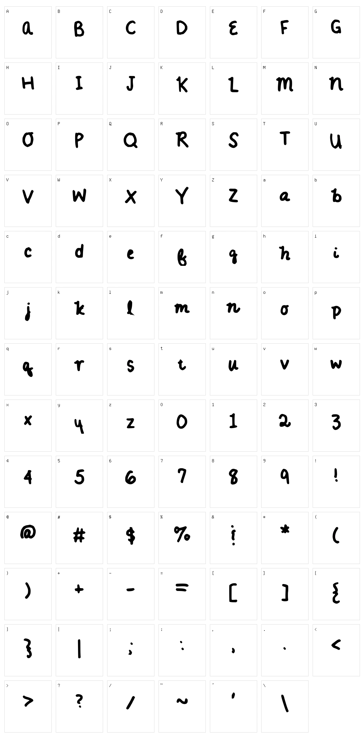 Annies Handwriting Character Set