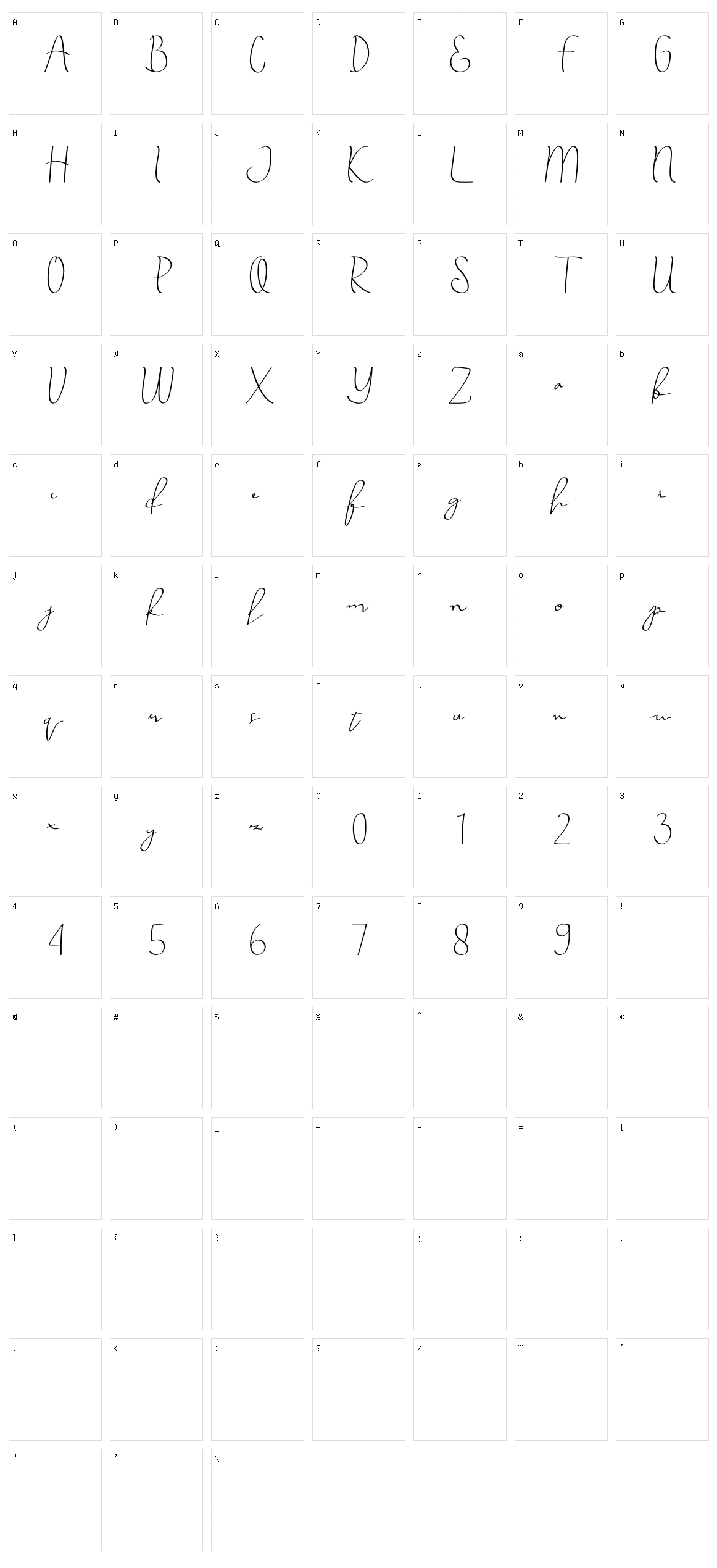 Annila Script Character Set