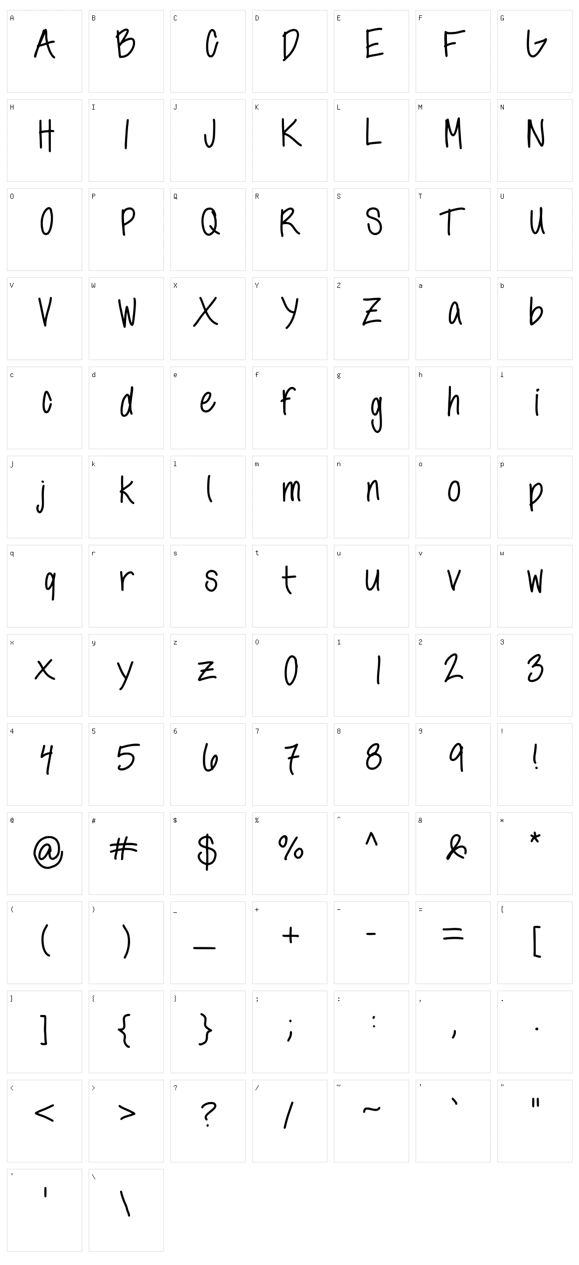 Anns Handwriting Character Set