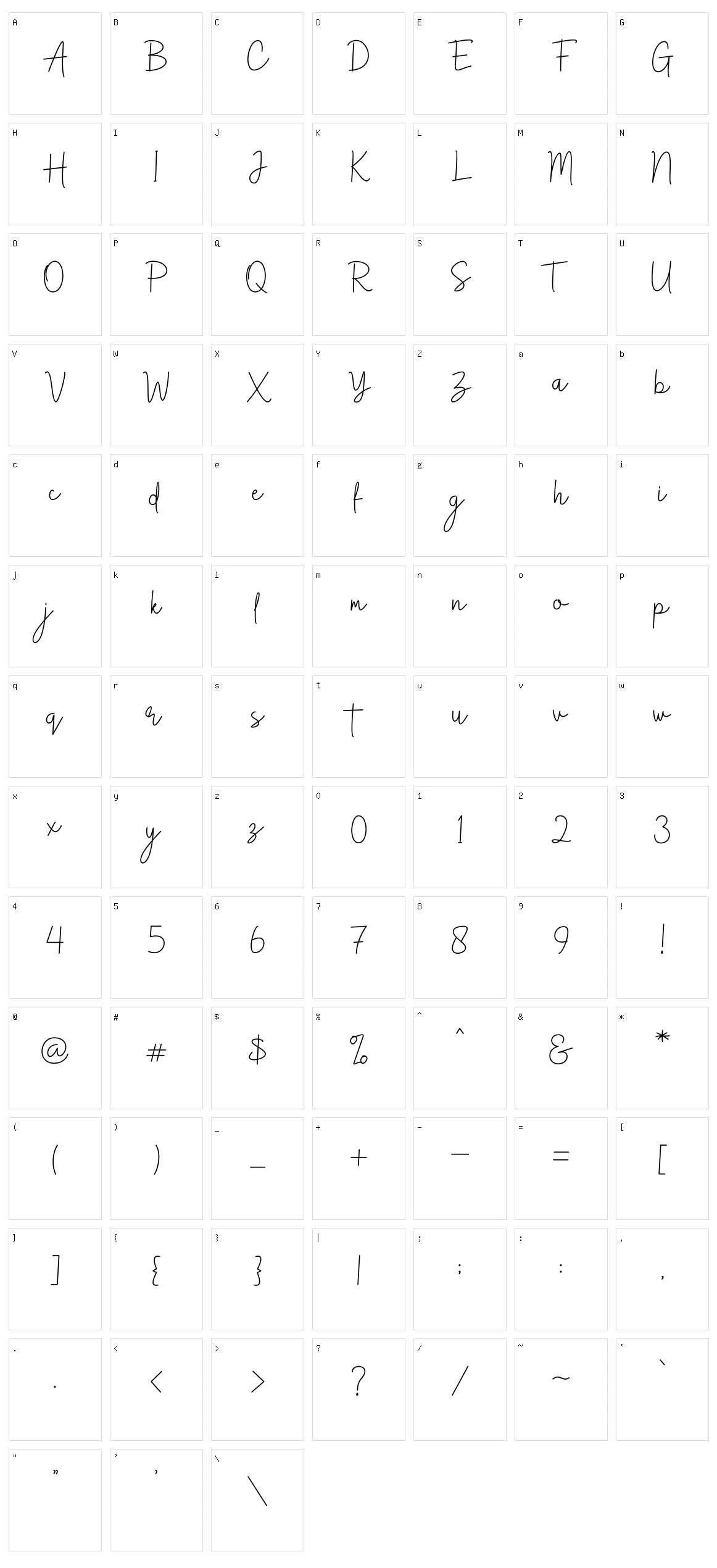 Anthem Minimalism Script Character Set