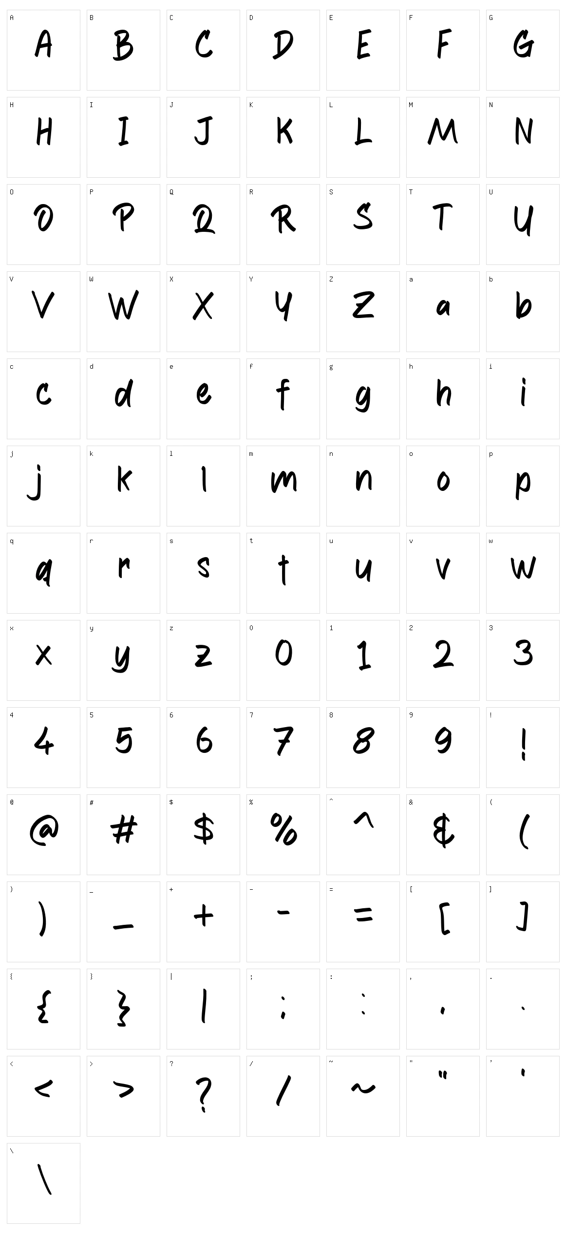 Anthony Write Character Set