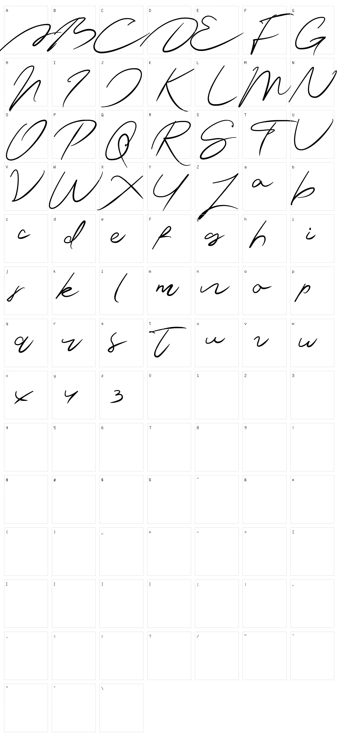 Antigna Signature Character Set