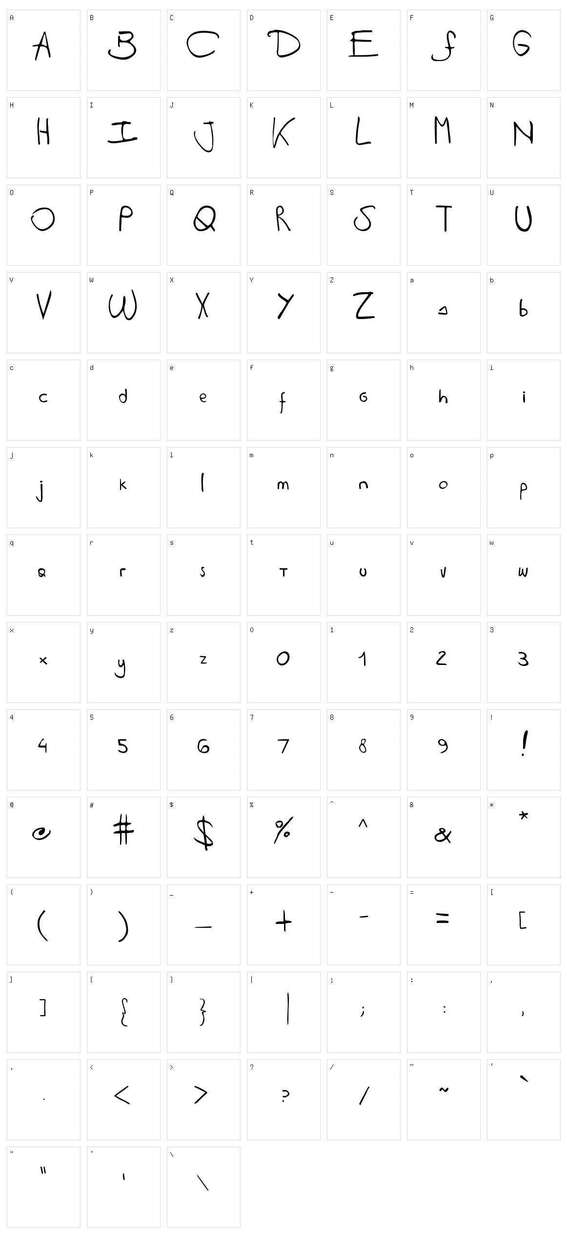 Antipirina Handscript Character Set