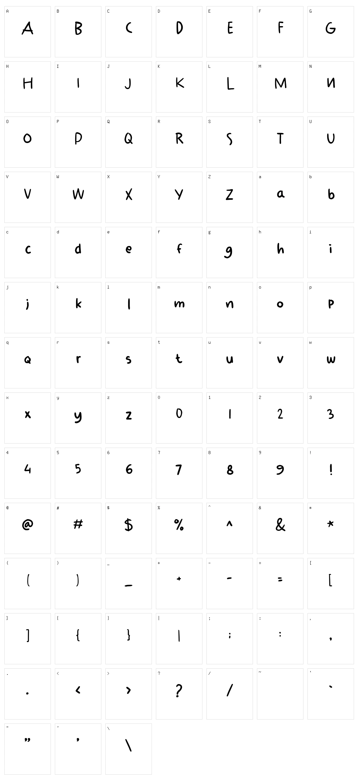 Anzylna Character Set