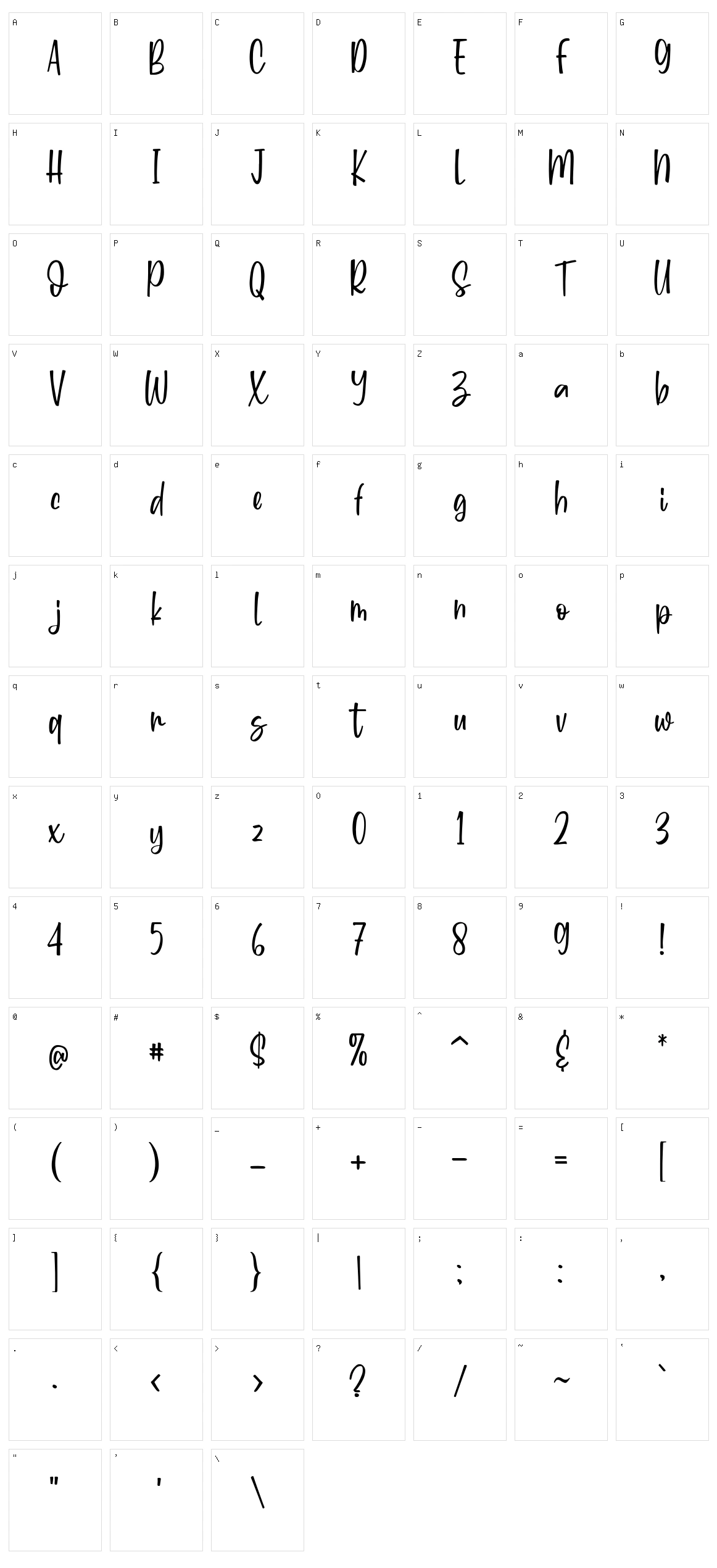 Aperly Character Set