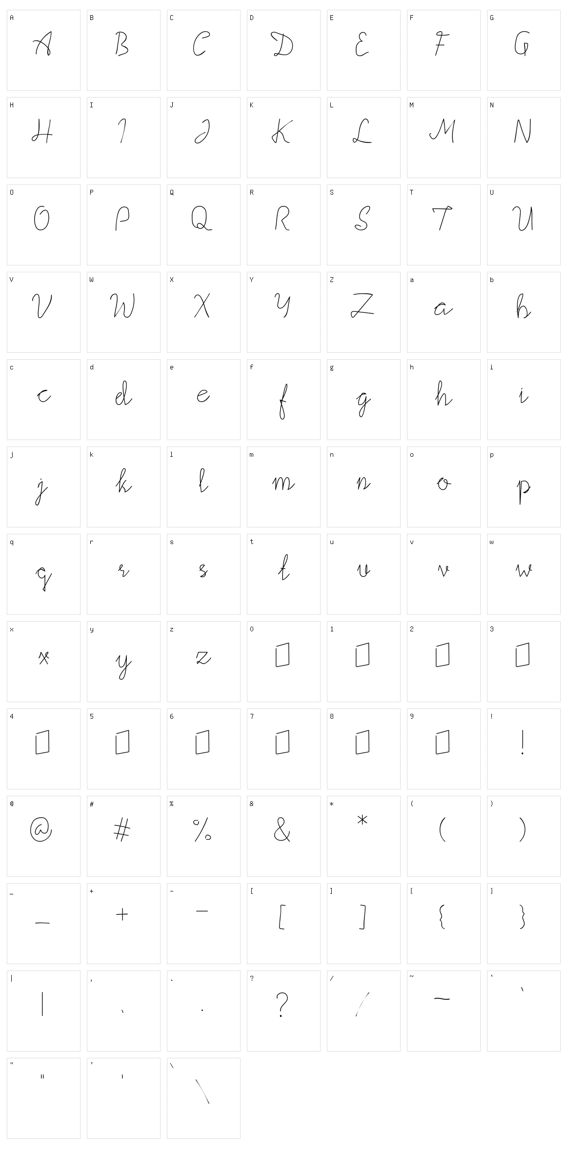 Aquilegia Script Character Set