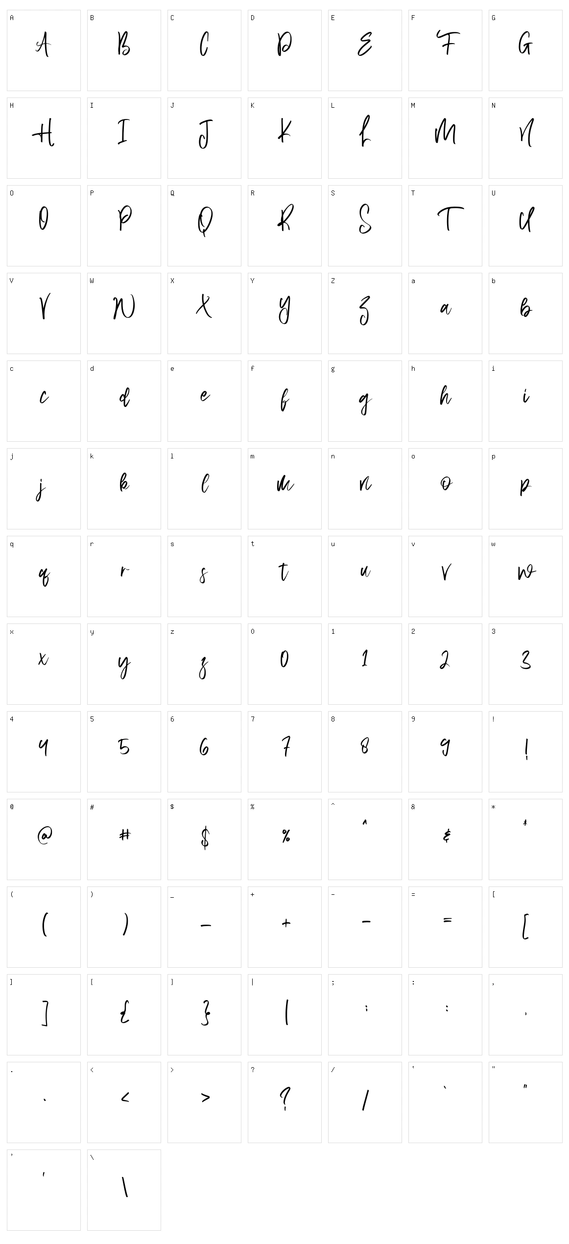 Aquilla Character Set