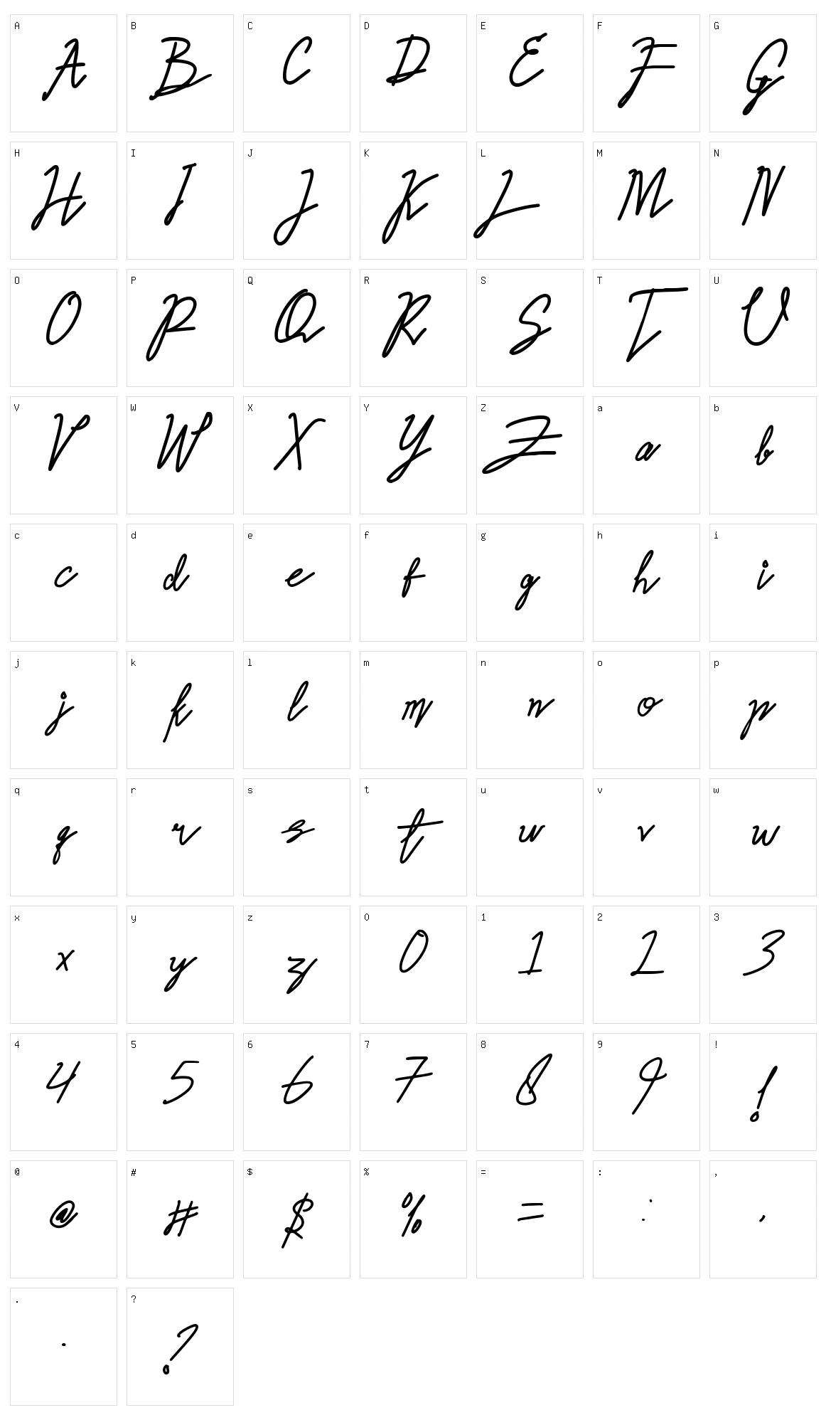 Aquilla Character Set