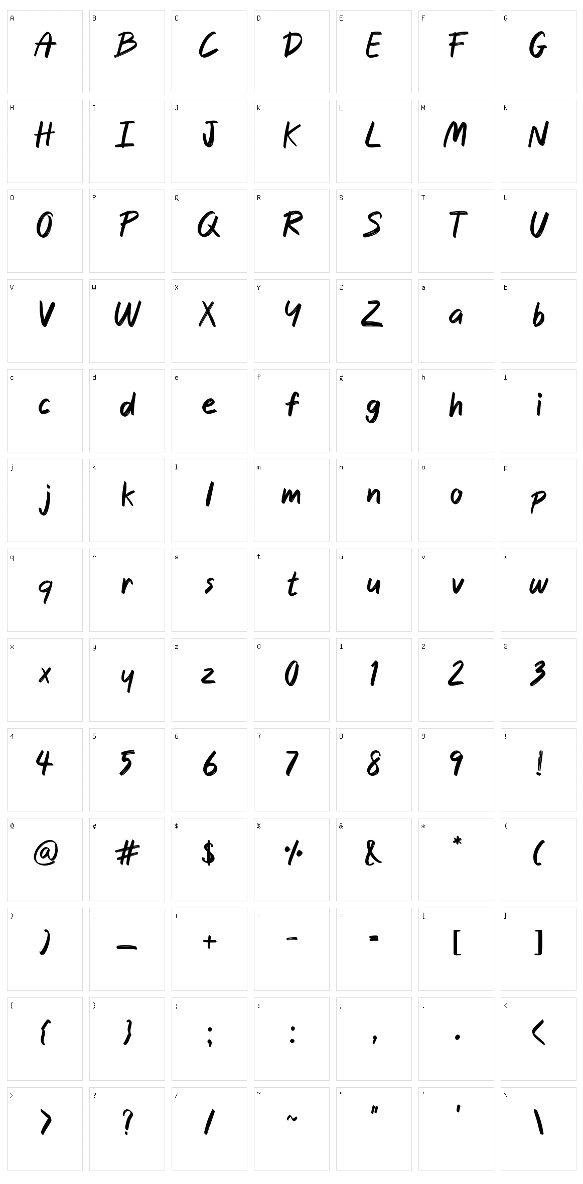 Arabica Character Set