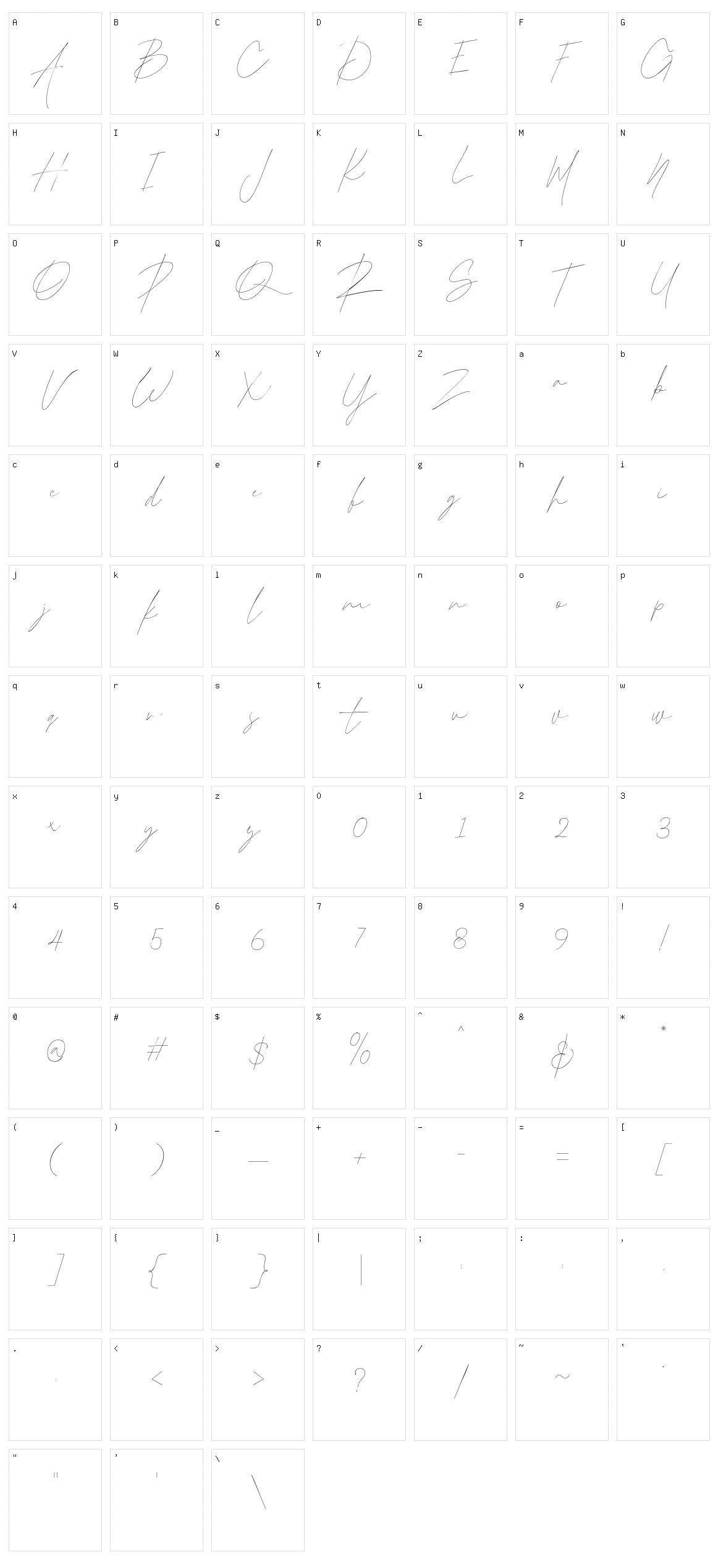 Arabilla Signature Character Set