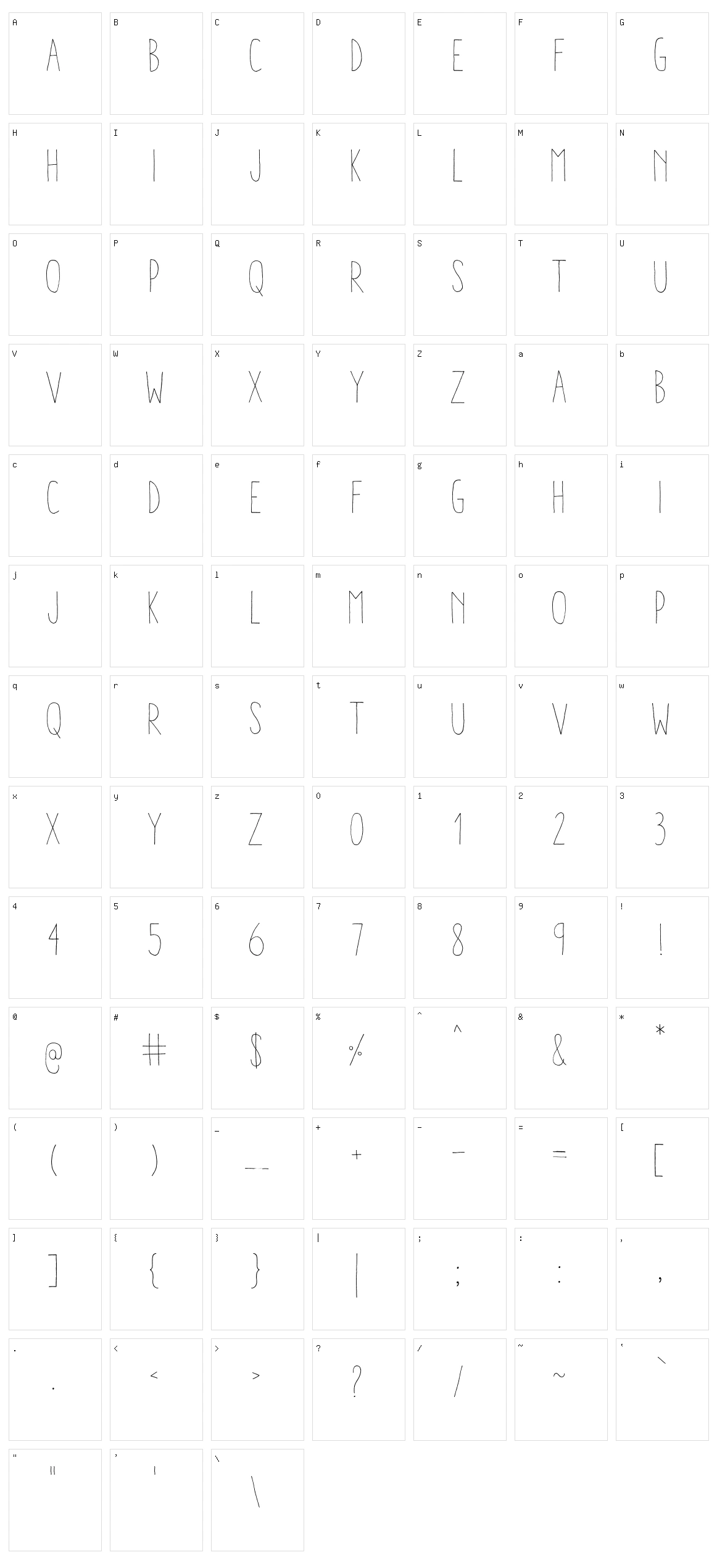 Aracne Condensed Character Set