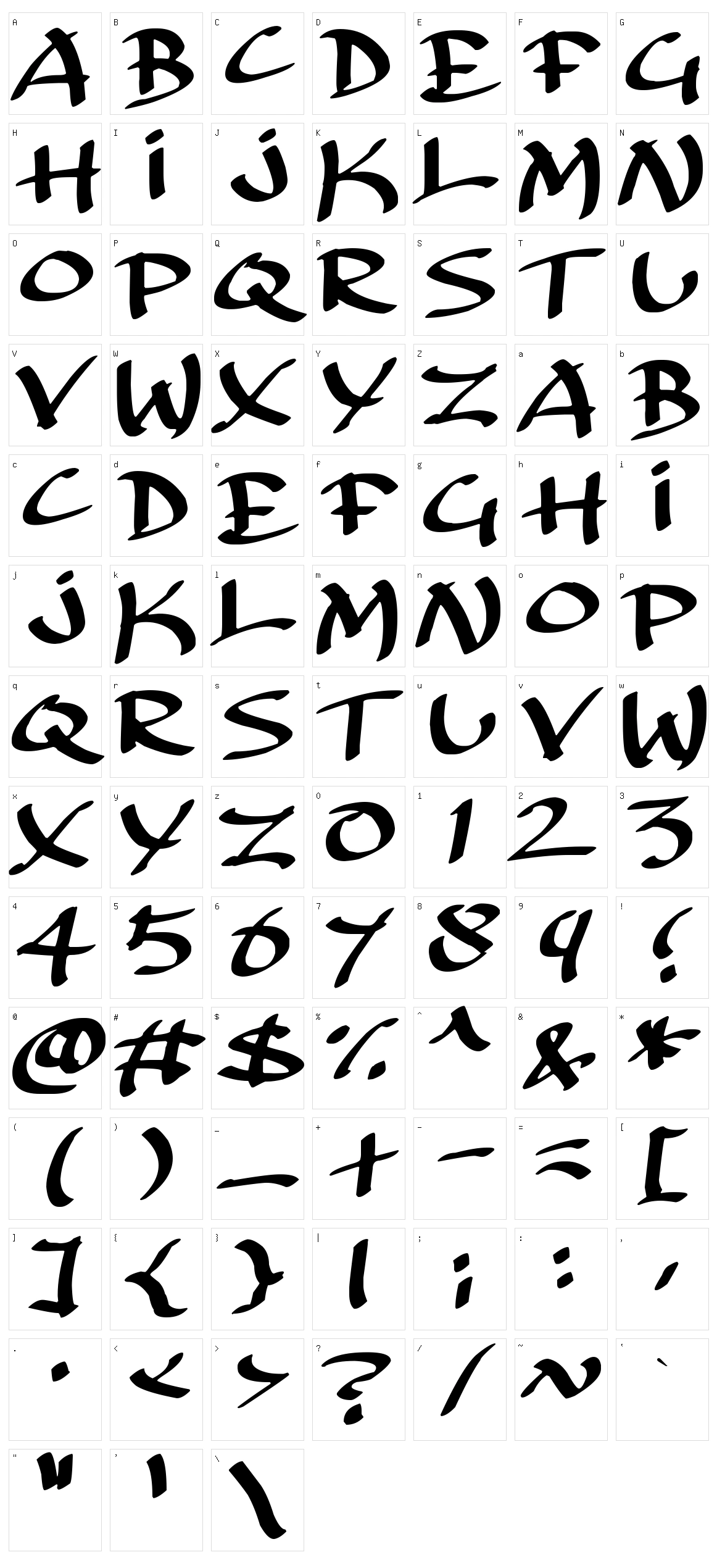 Archaic Asian Inks Character Set