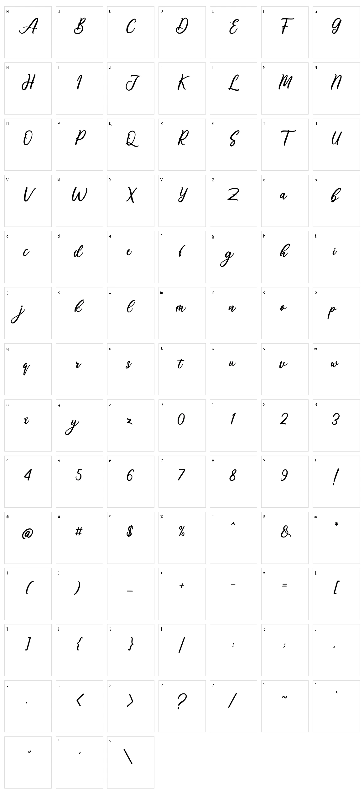 Ardinia Character Set