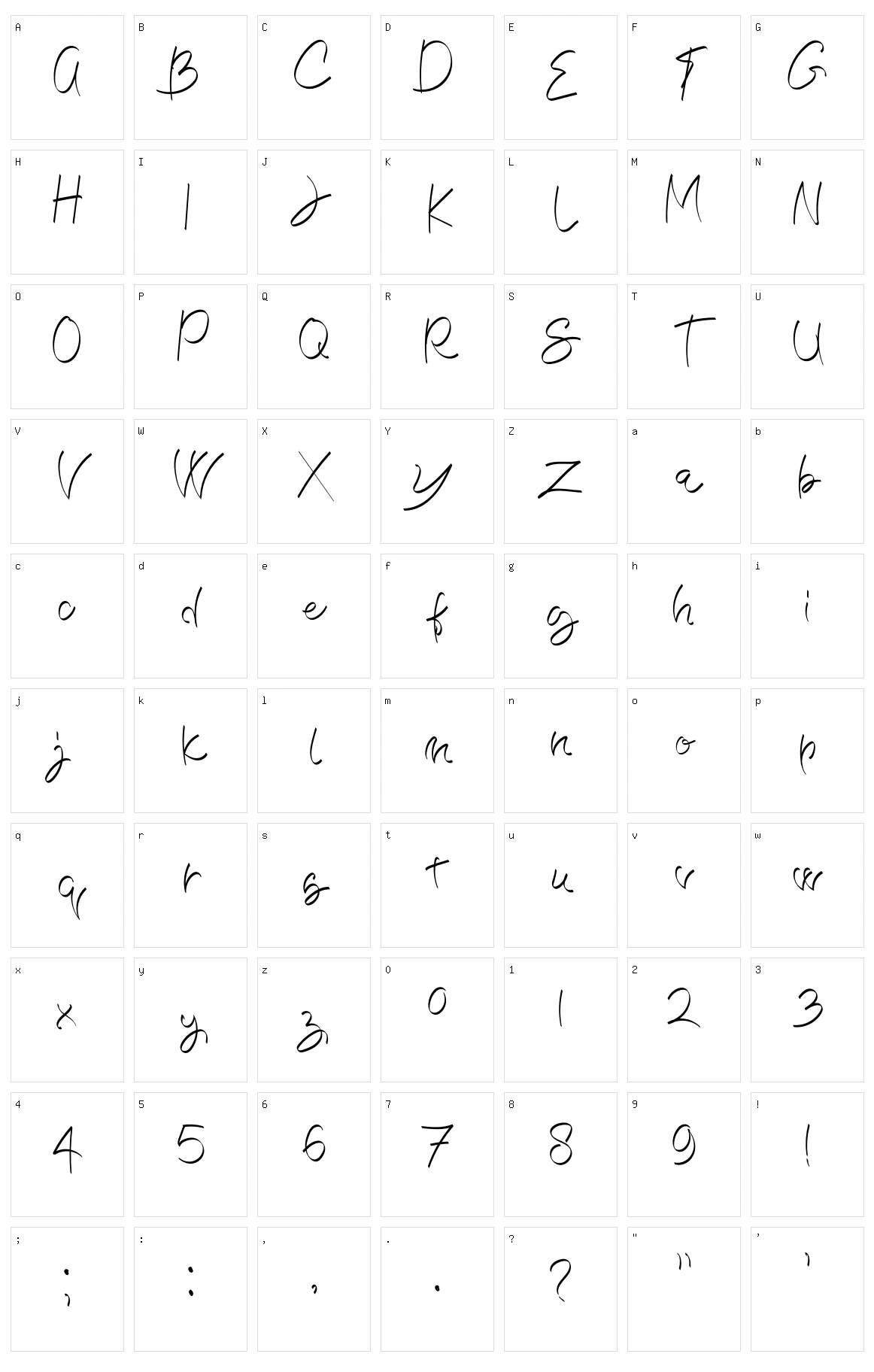 Arially Character Set