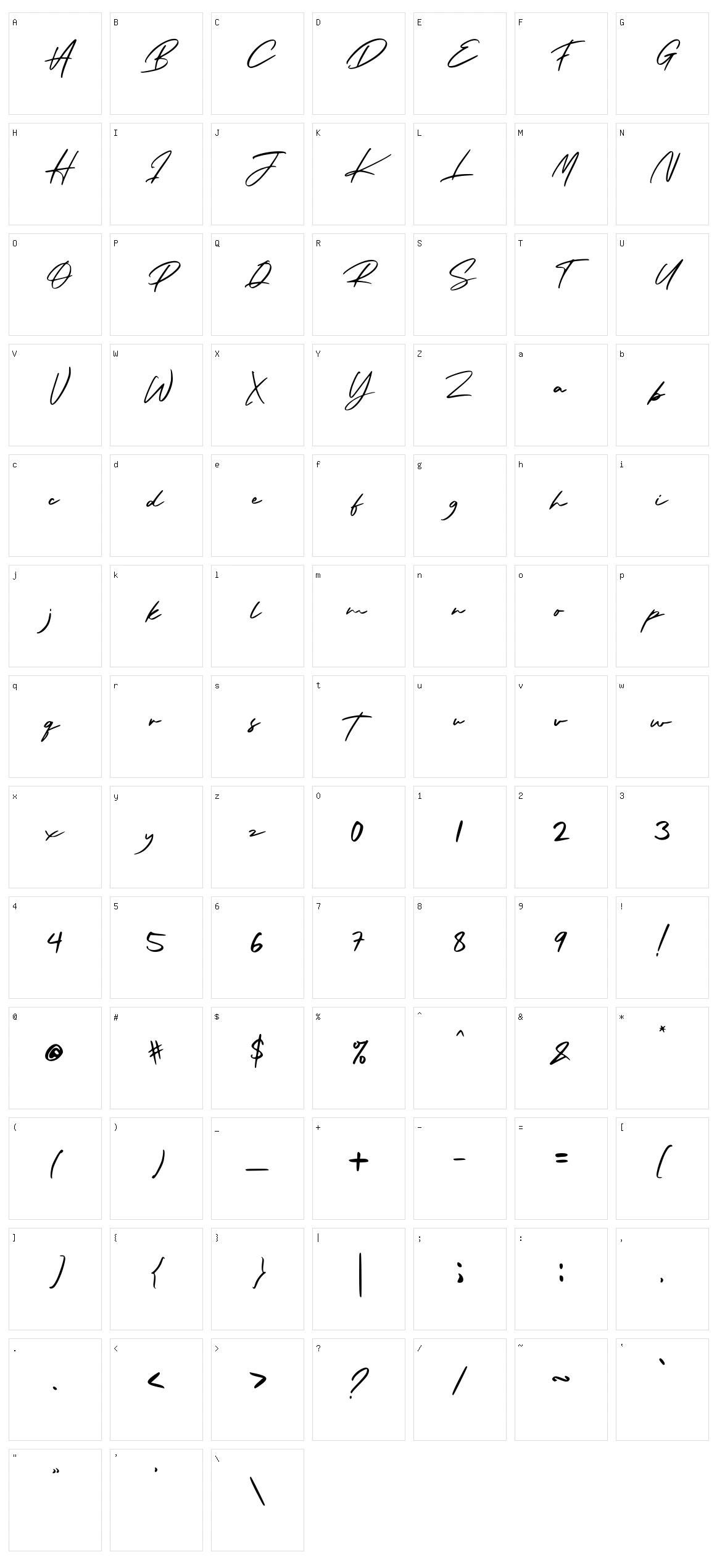 Arista Signature Character Set