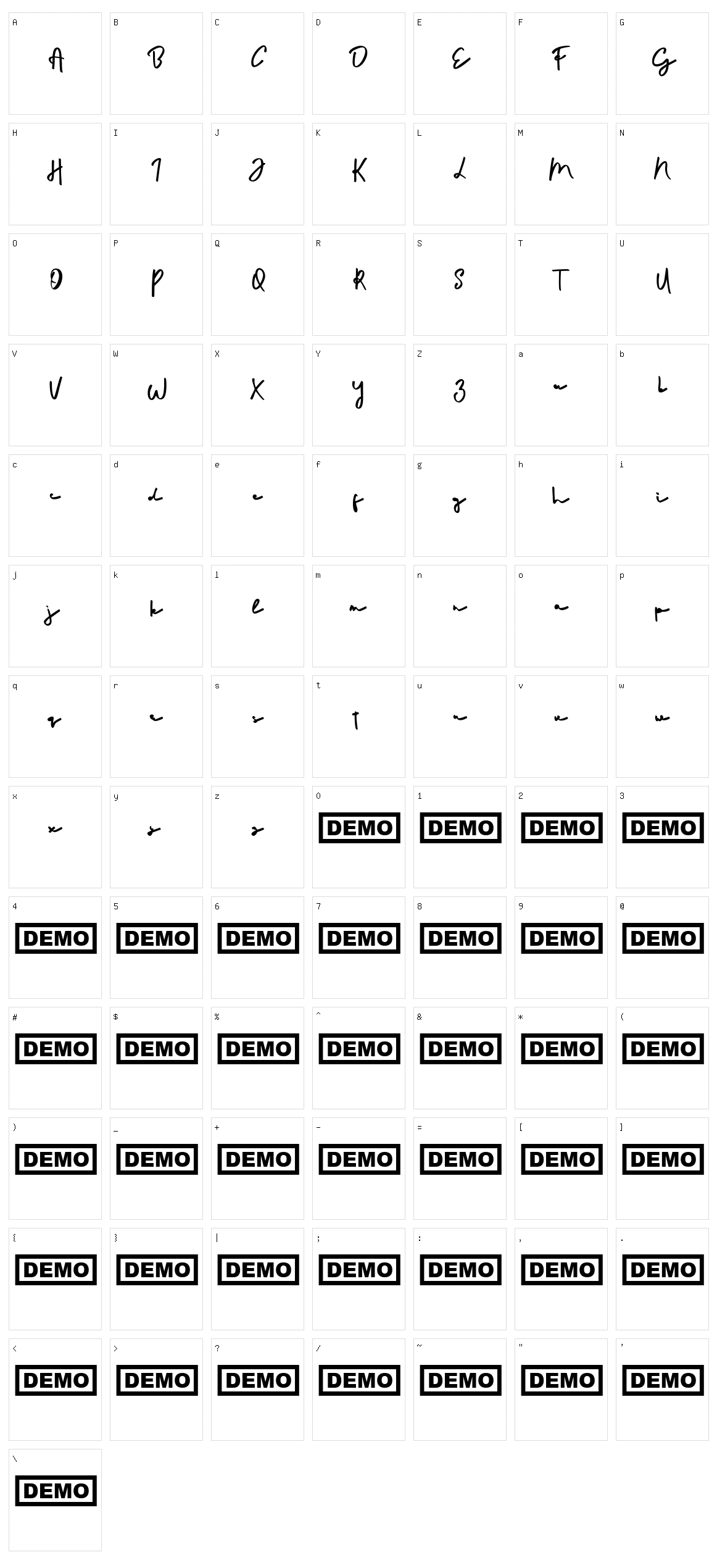 Arkley Character Set