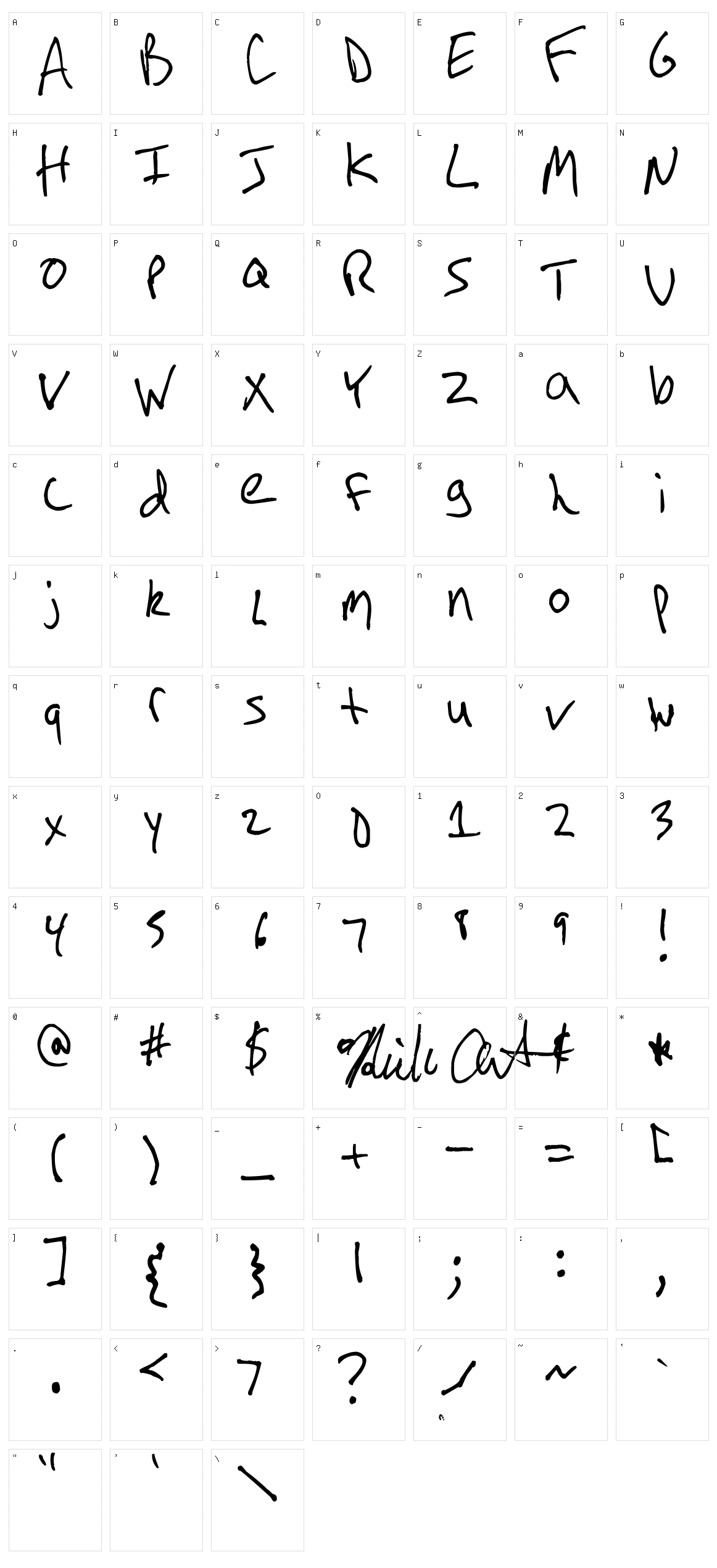 Arnot Hand Character Set