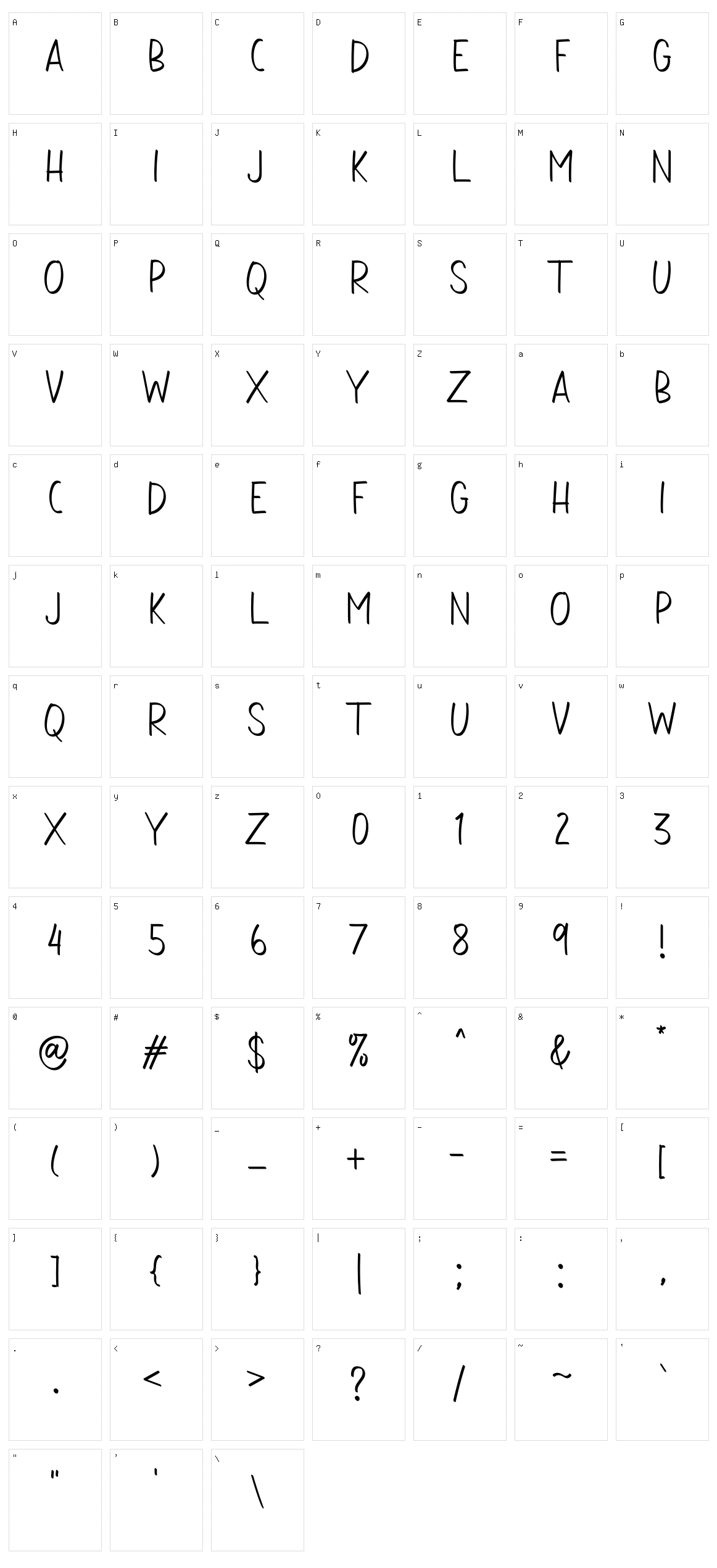 Aromi Caps Character Set